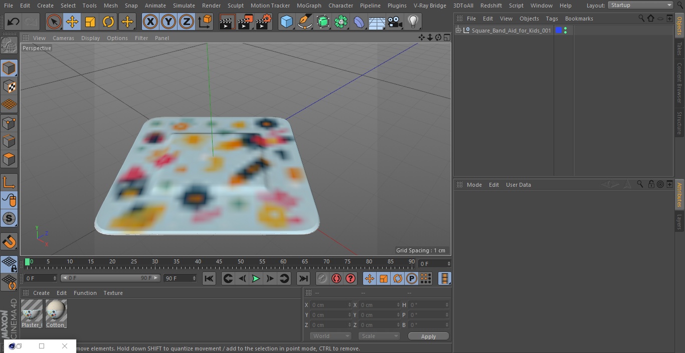 Square Band Aid for Kids 3D model