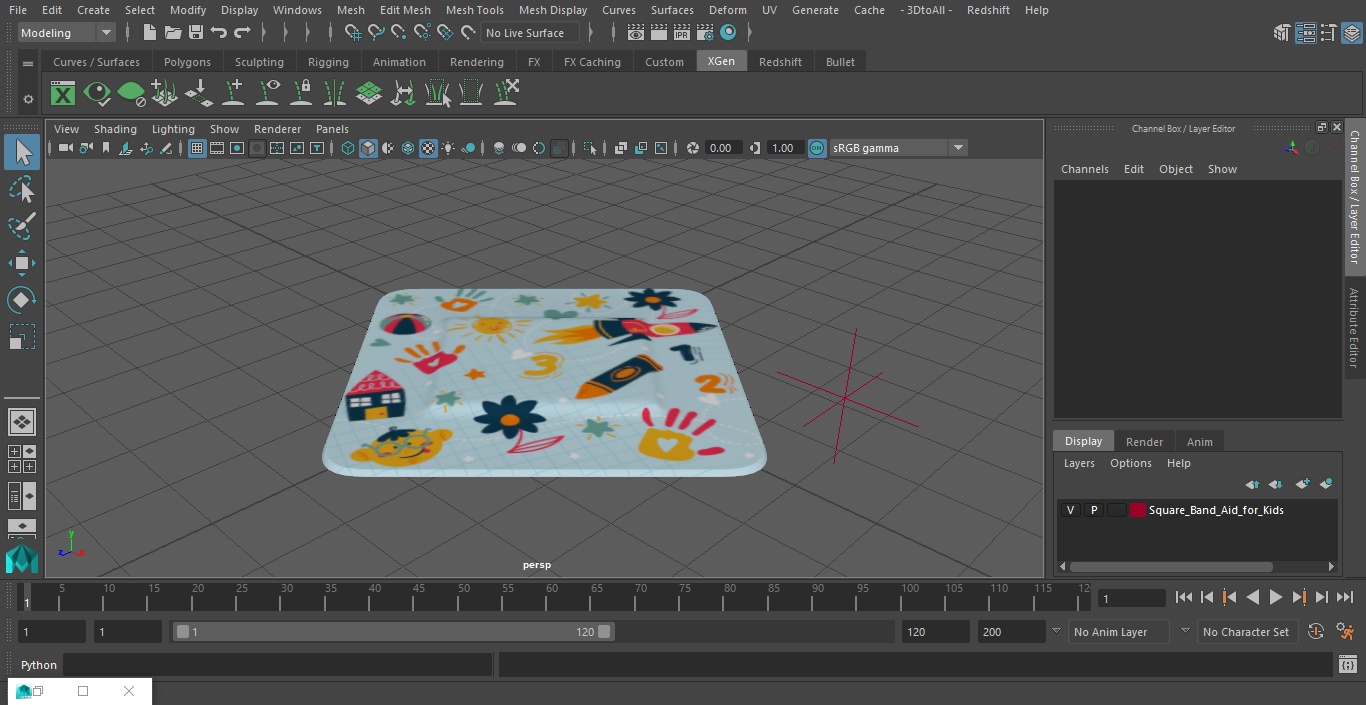 Square Band Aid for Kids 3D model