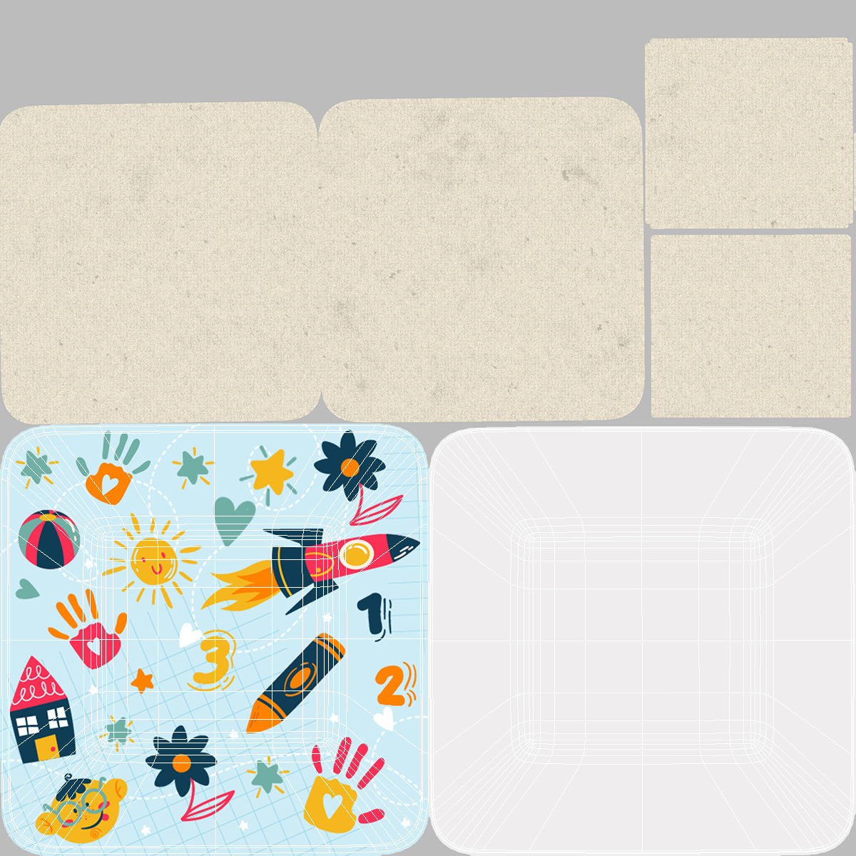 Square Band Aid for Kids 3D model