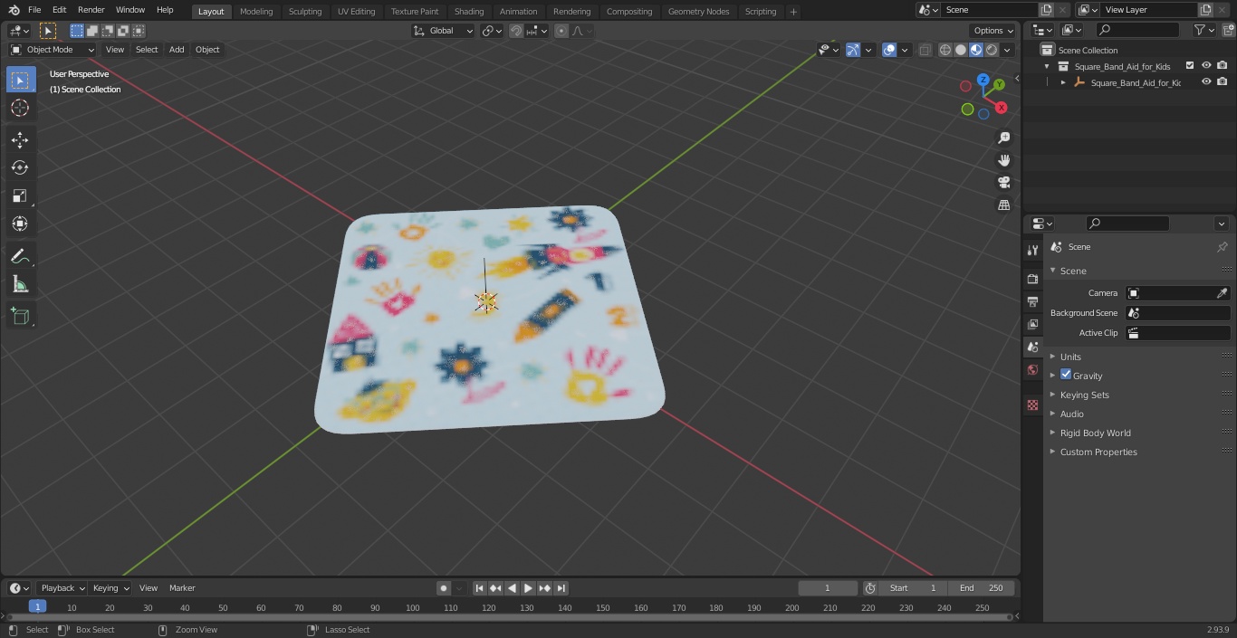 Square Band Aid for Kids 3D model