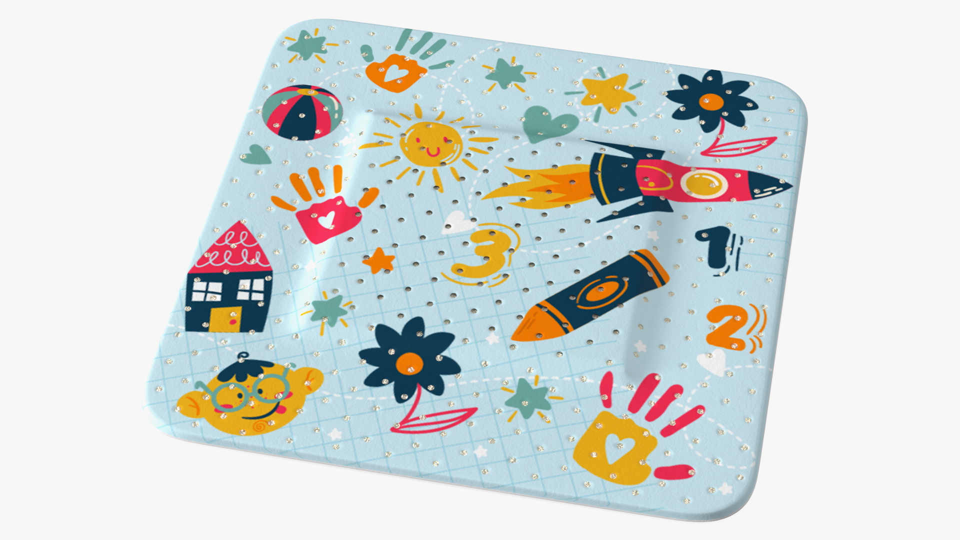 Square Band Aid for Kids 3D model