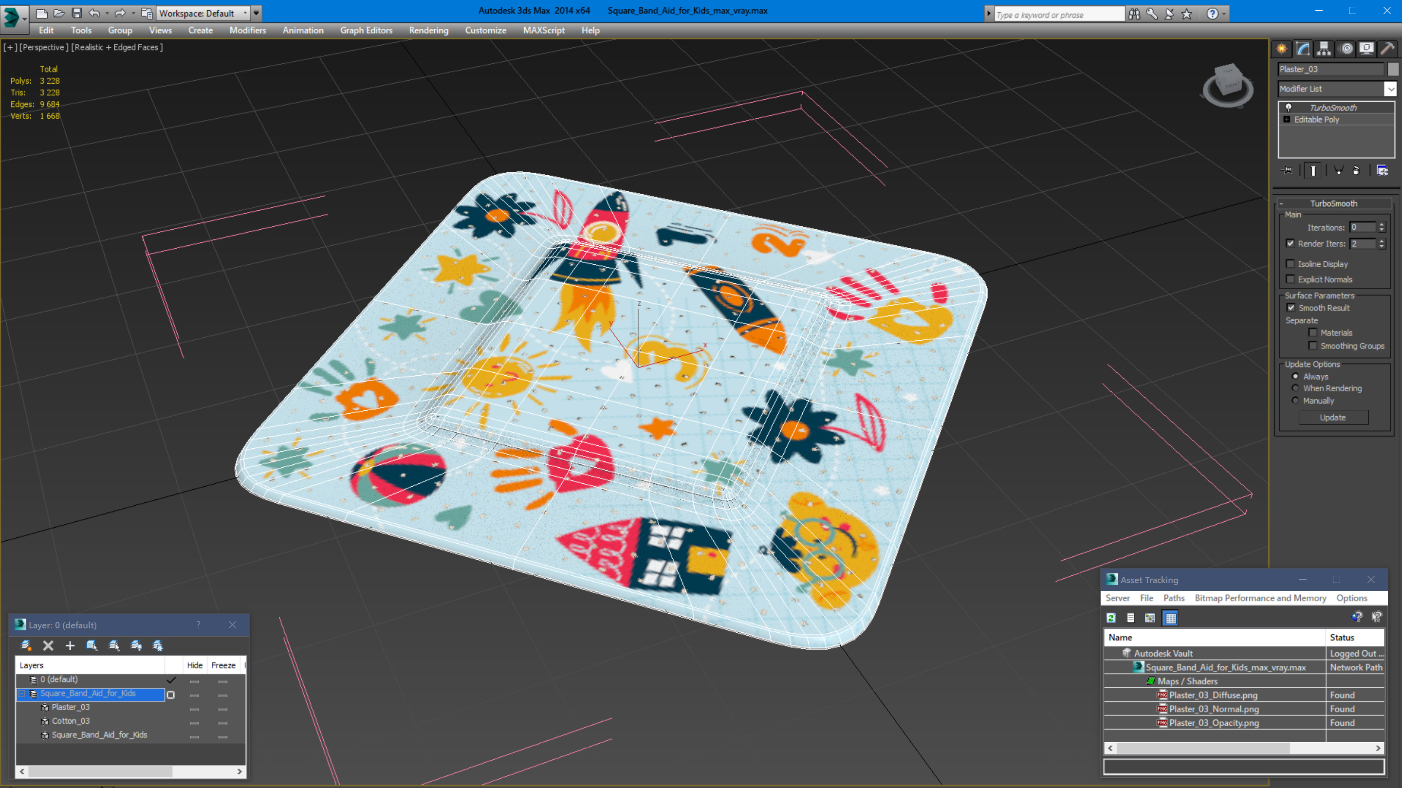 Square Band Aid for Kids 3D model