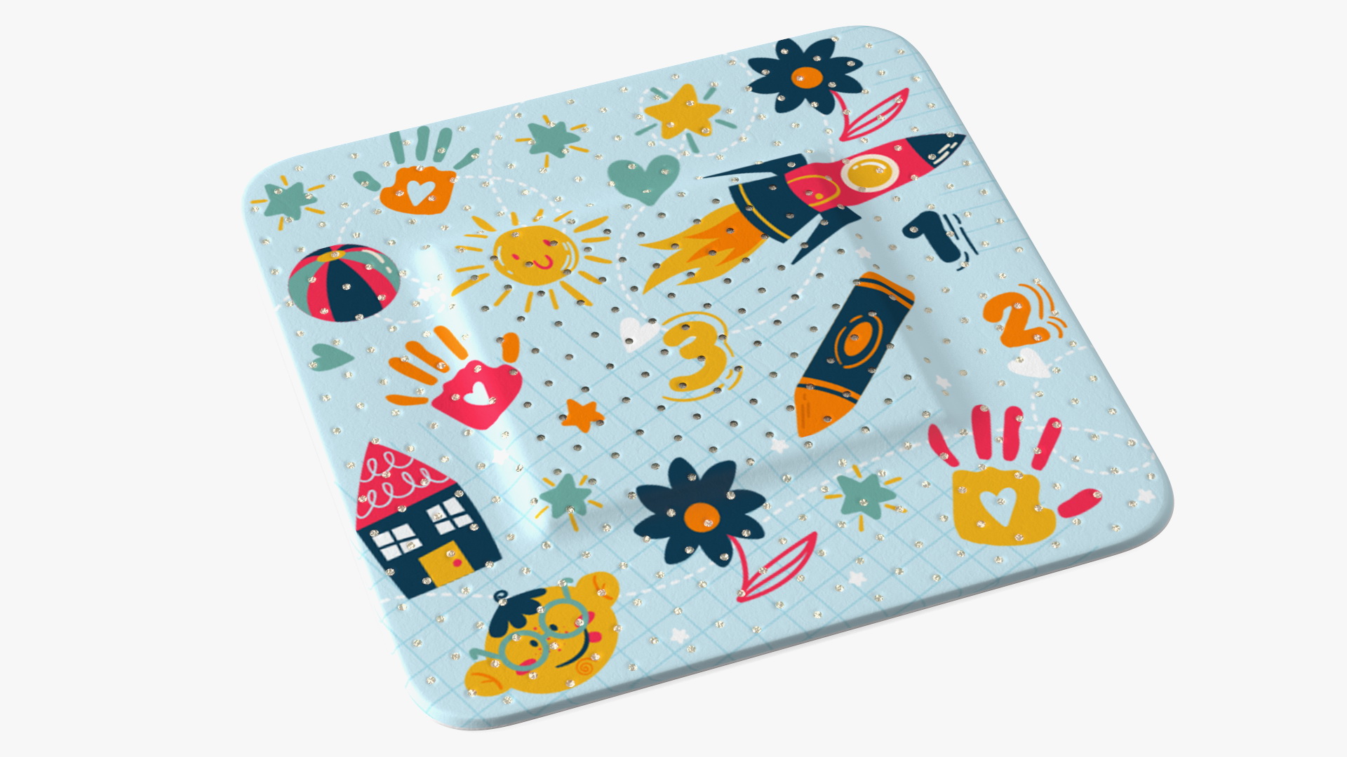 Square Band Aid for Kids 3D model
