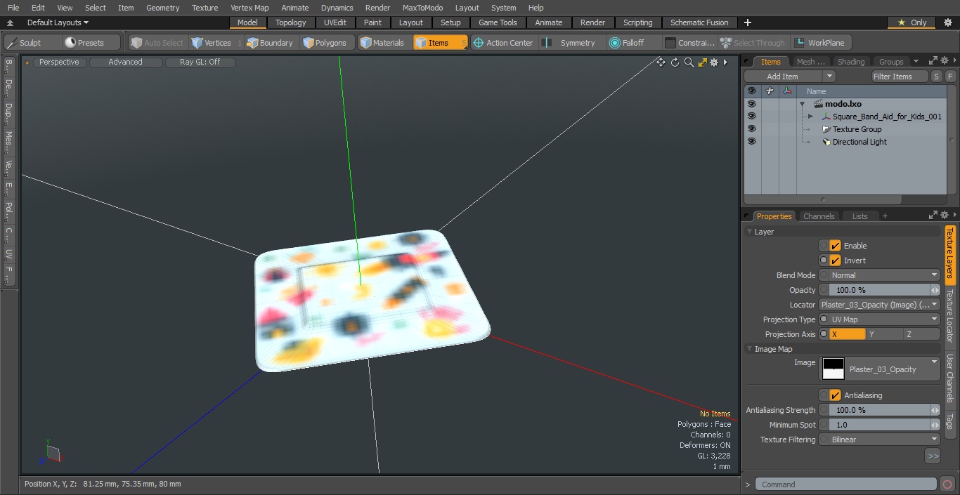 Square Band Aid for Kids 3D model