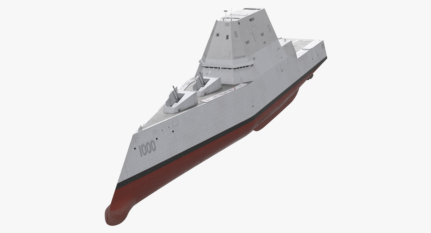 3D Zumwalt Class Destroyer US Stealth Ship Rigged