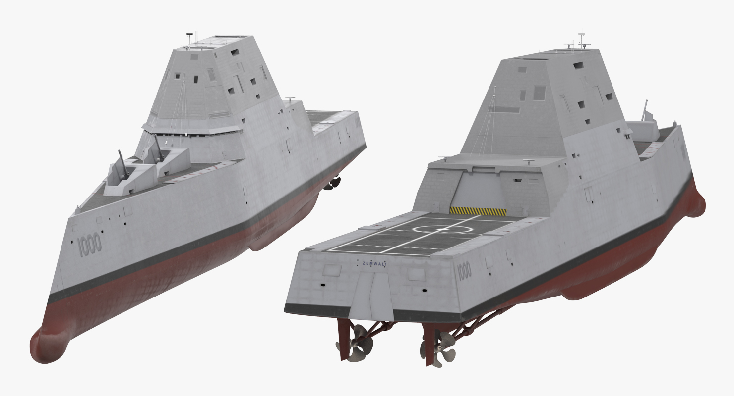 3D Zumwalt Class Destroyer US Stealth Ship Rigged