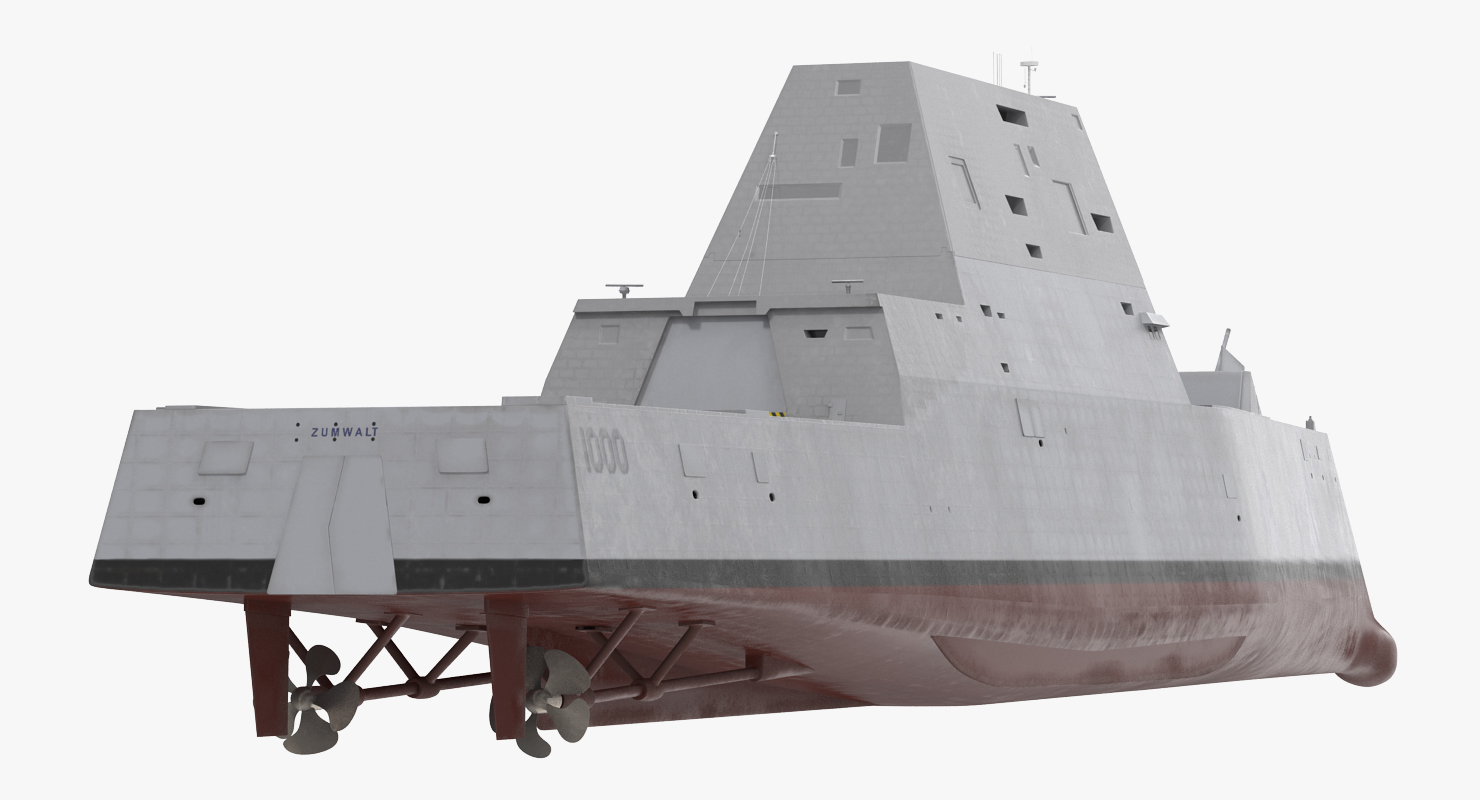 3D Zumwalt Class Destroyer US Stealth Ship Rigged