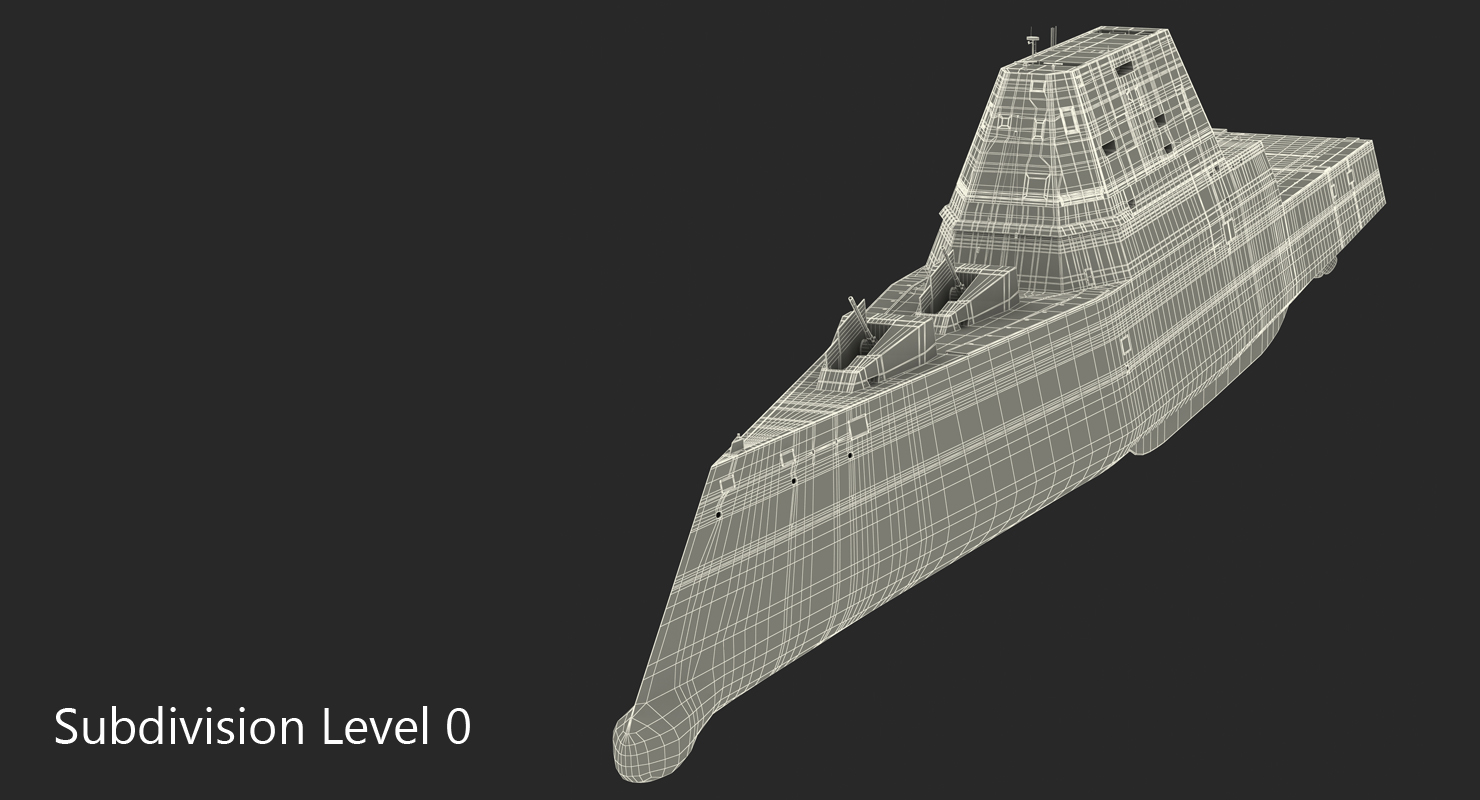 3D Zumwalt Class Destroyer US Stealth Ship Rigged
