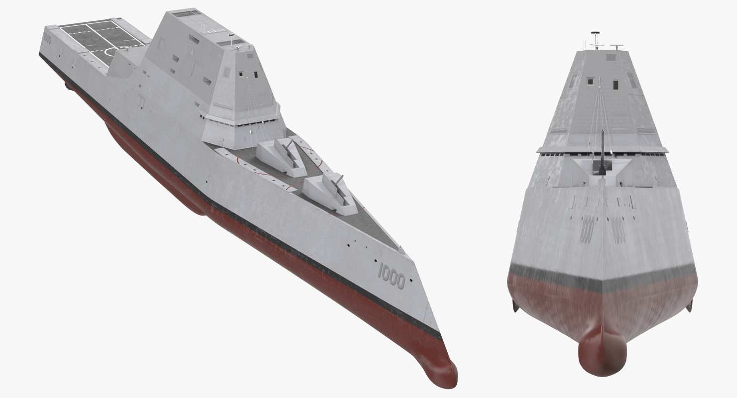 3D Zumwalt Class Destroyer US Stealth Ship Rigged