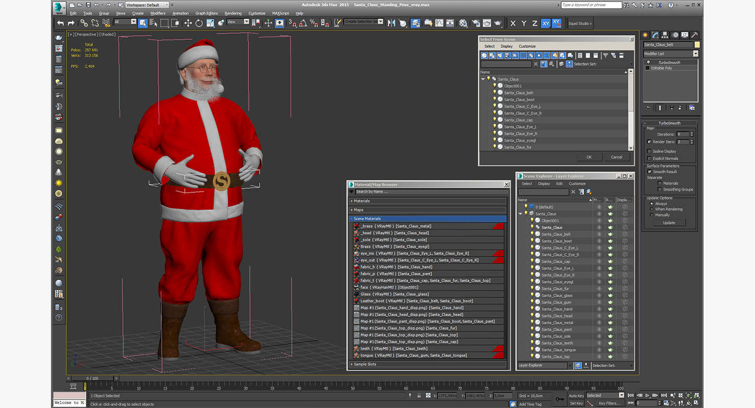 3D model Santa Claus Standing Pose