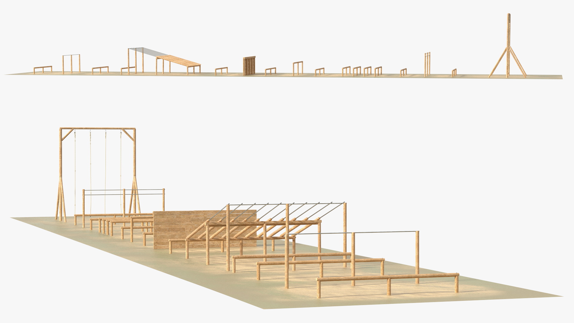 Military Training Obstacles Course 3D model