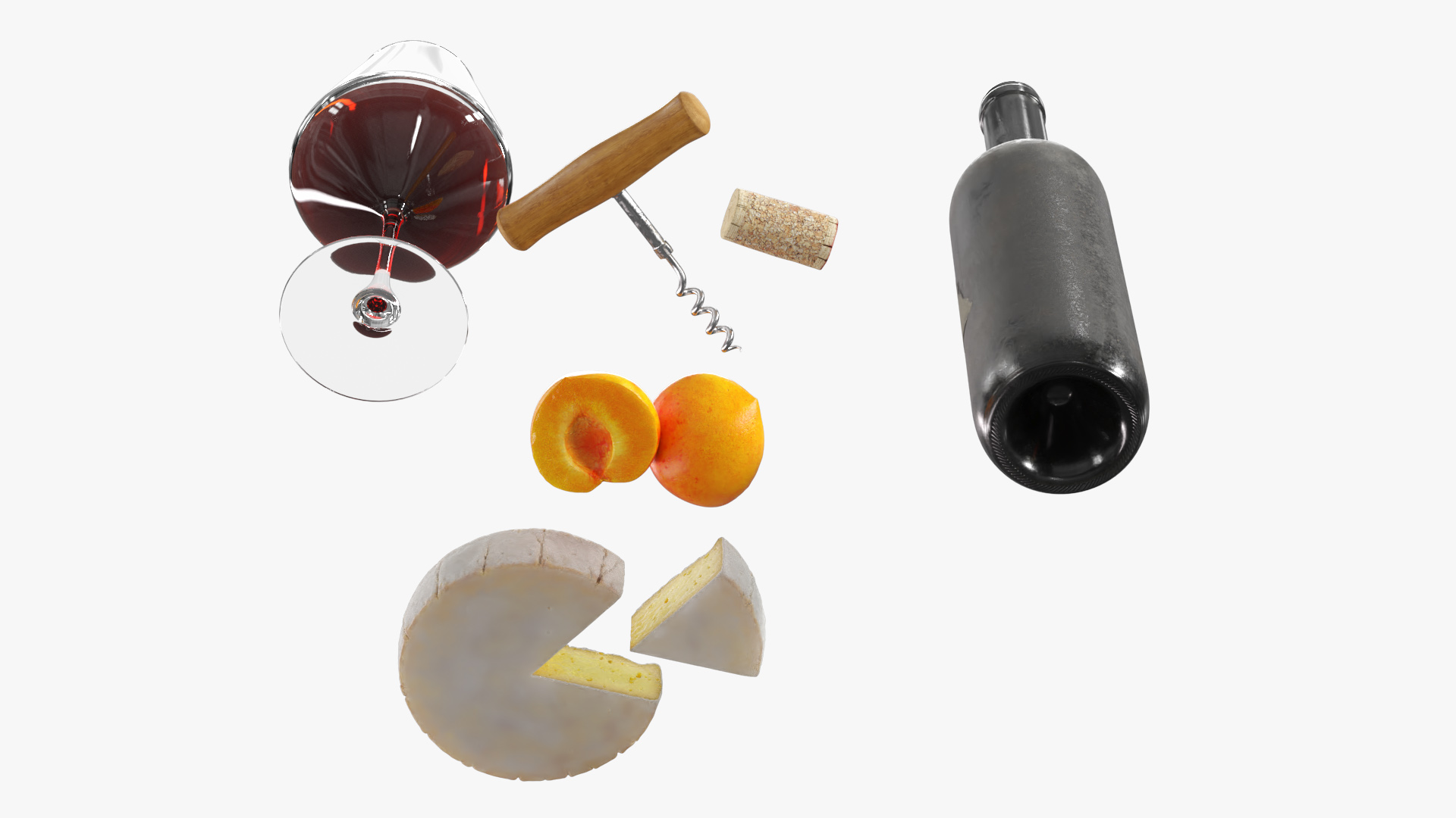 Wine Serving Set with Brie Cheese and Apricot Slices - view 5