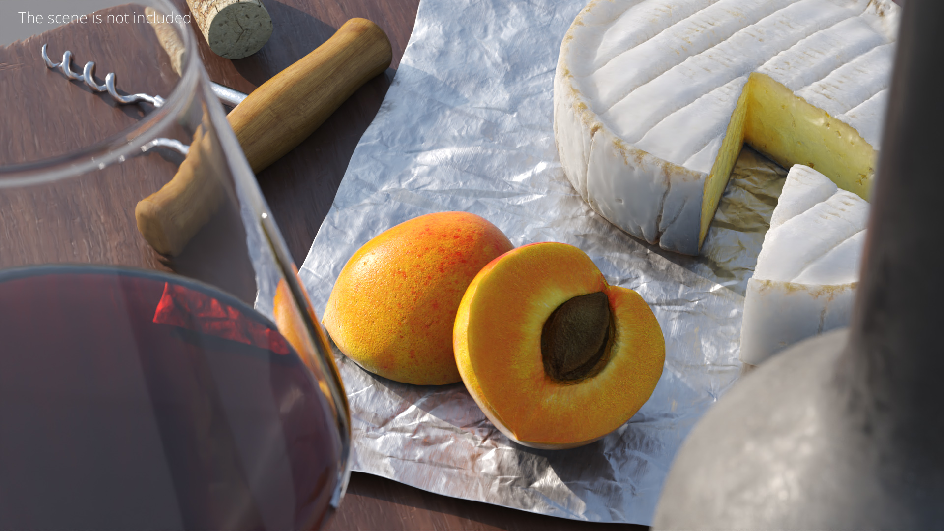 Wine Serving Set with Brie Cheese and Apricot Slices - view 3
