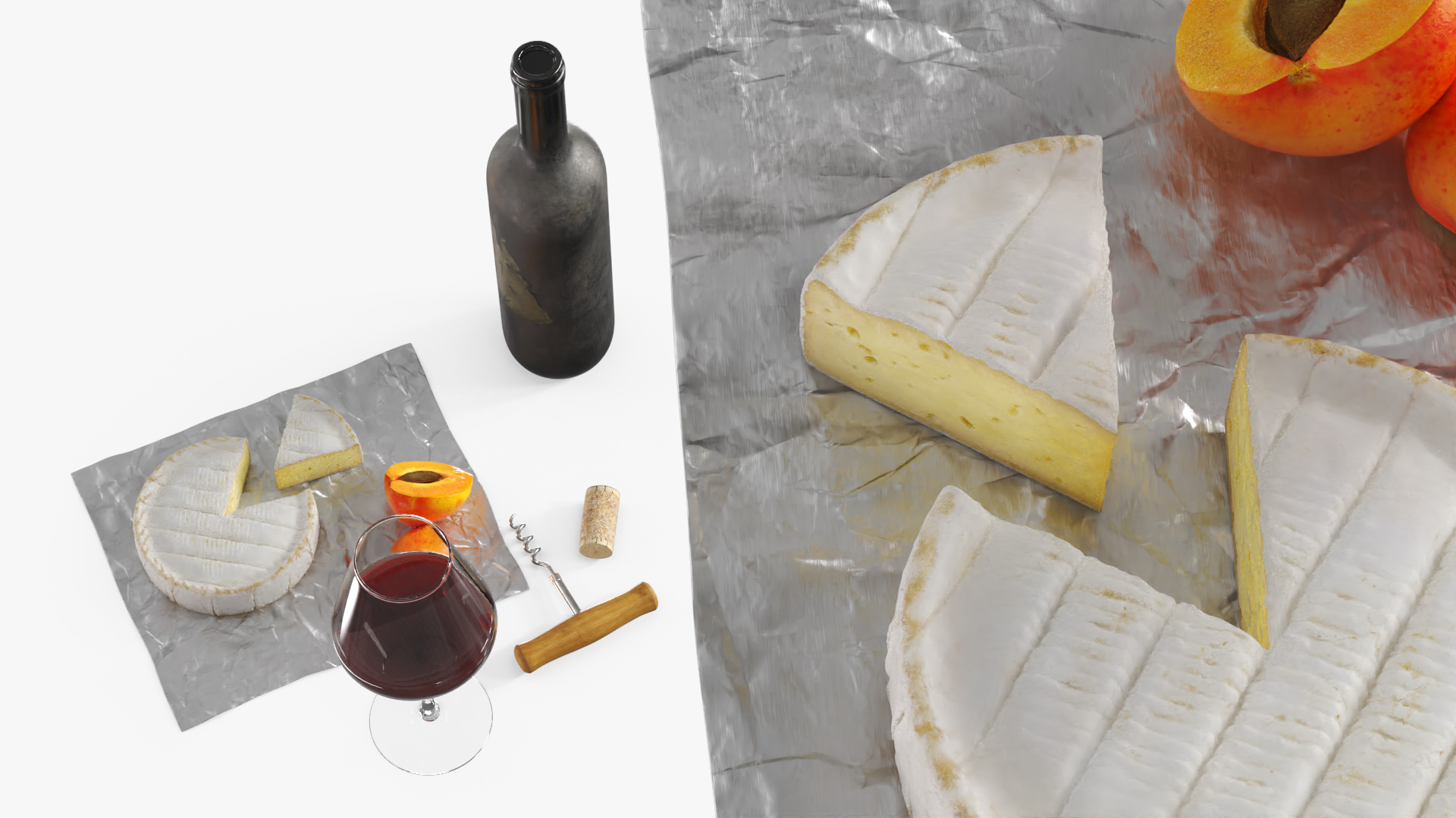 Wine Serving Set with Brie Cheese and Apricot Slices - view 4