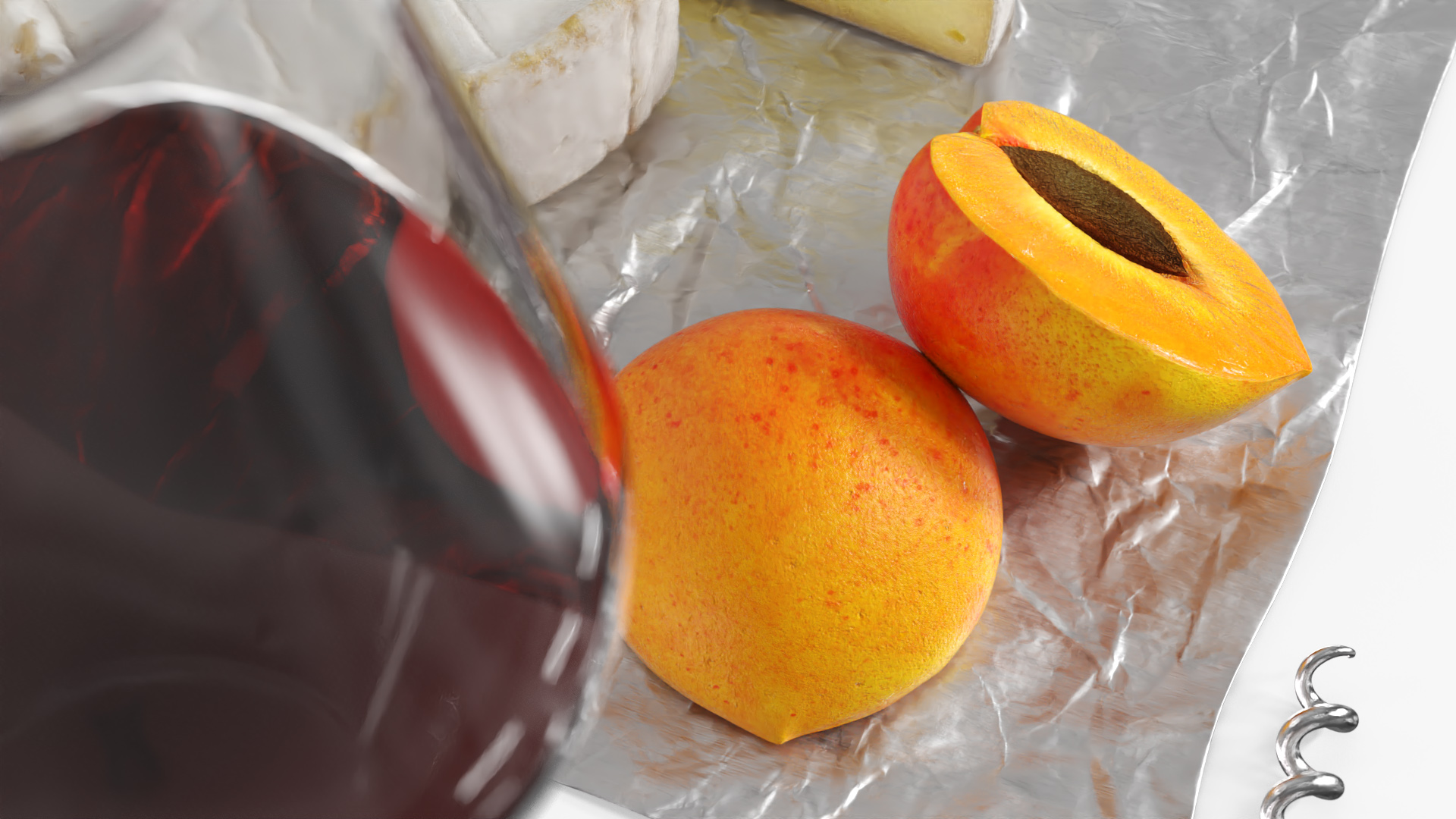 Wine Serving Set with Brie Cheese and Apricot Slices - view 6