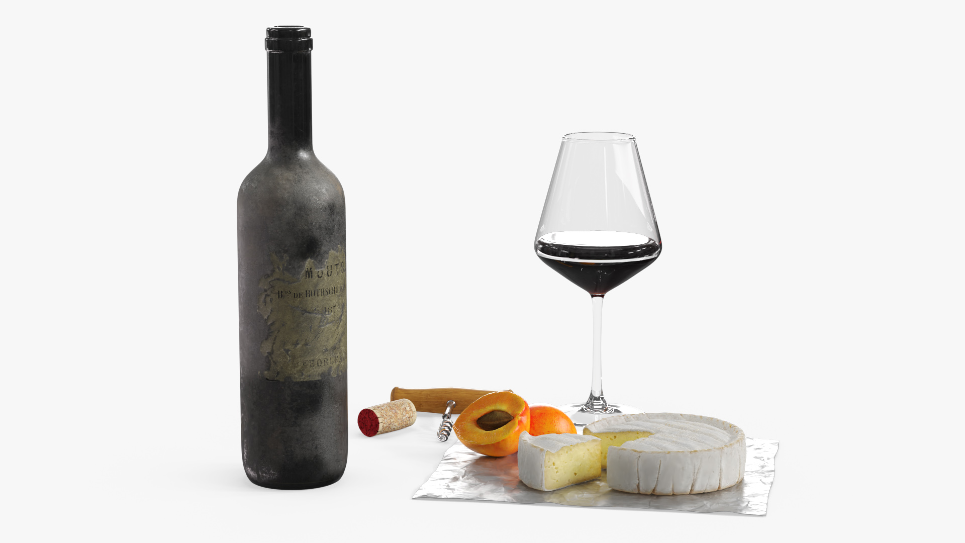 Wine Serving Set with Brie Cheese and Apricot Slices - view 2