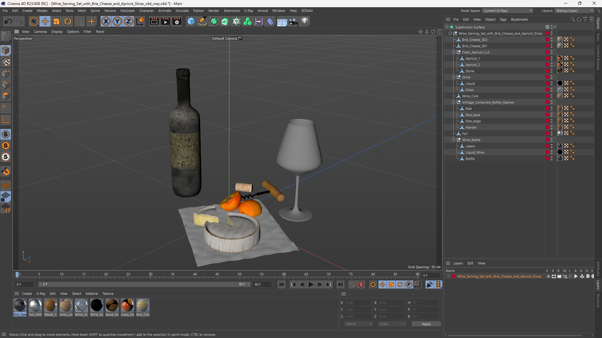 Wine Serving Set with Brie Cheese and Apricot Slices - view 12