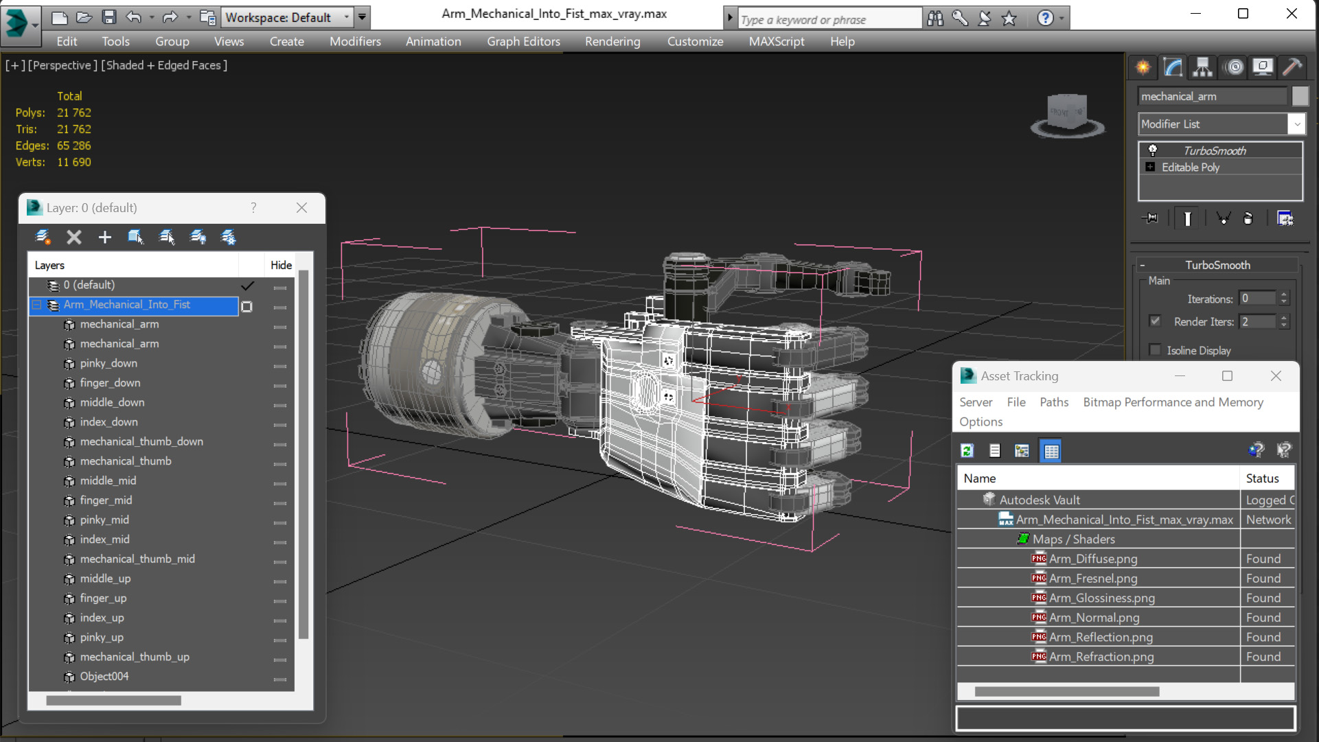 Arm Mechanical Into Fist 3D model