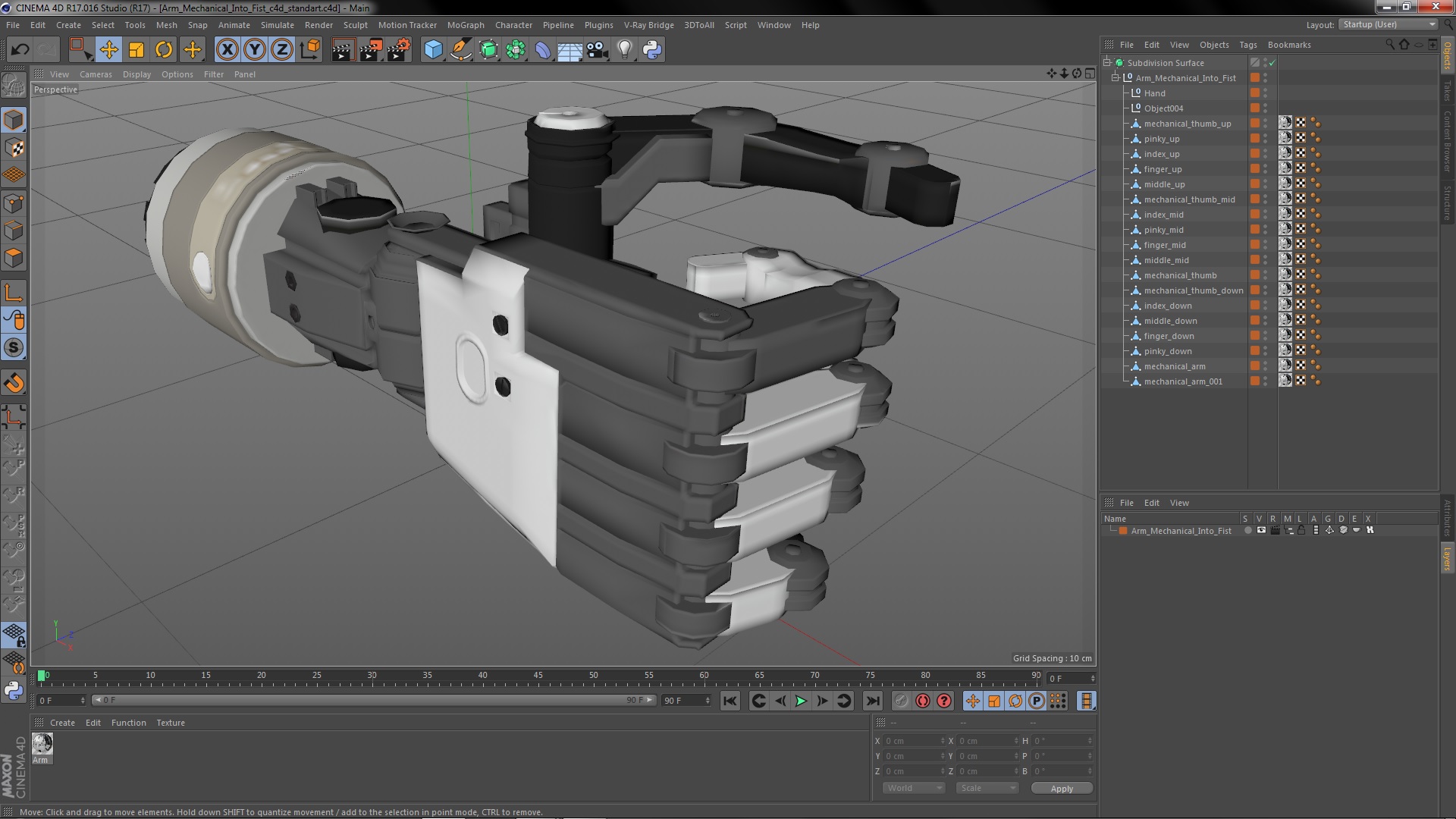 Arm Mechanical Into Fist 3D model