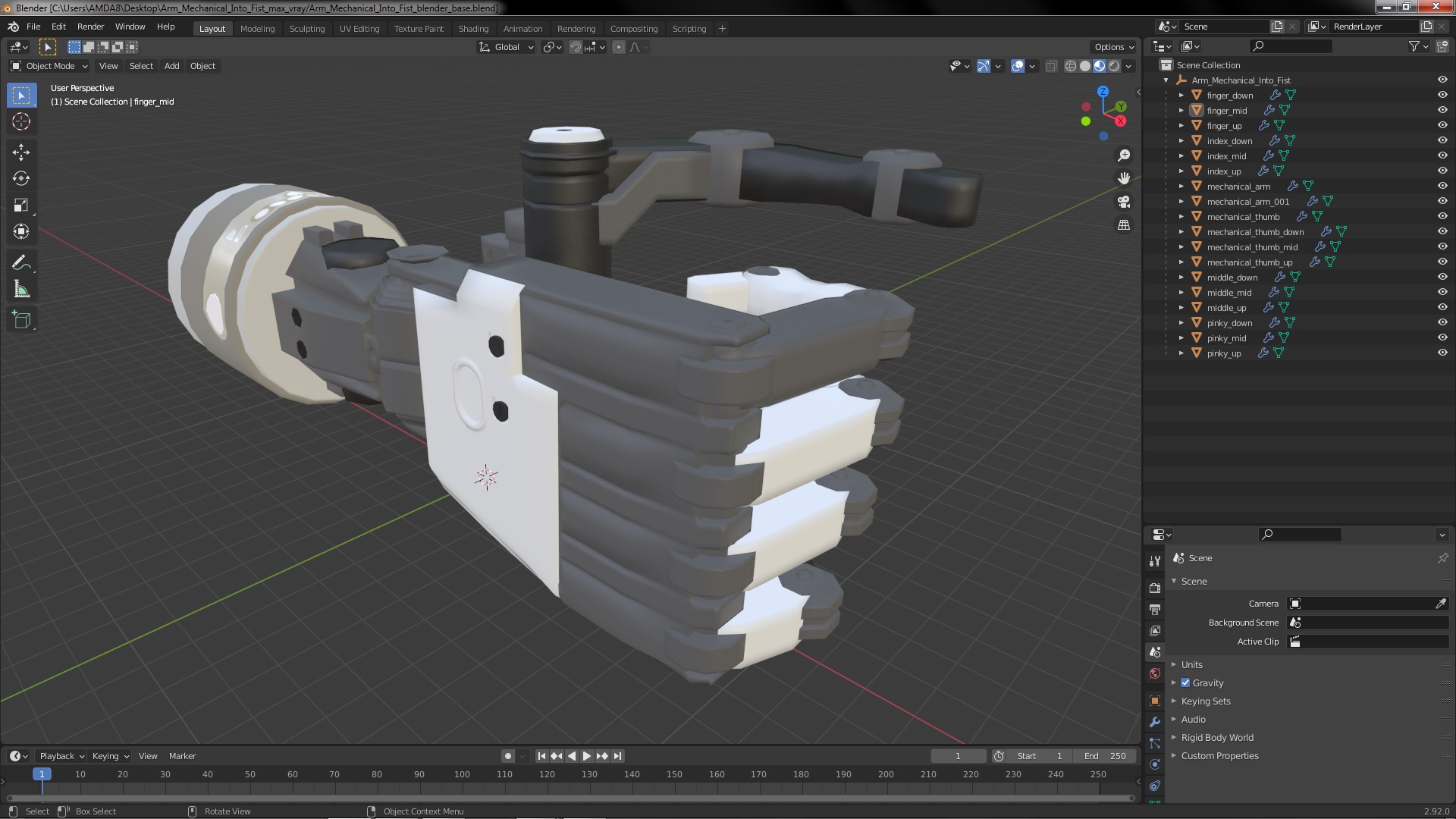 Arm Mechanical Into Fist 3D model