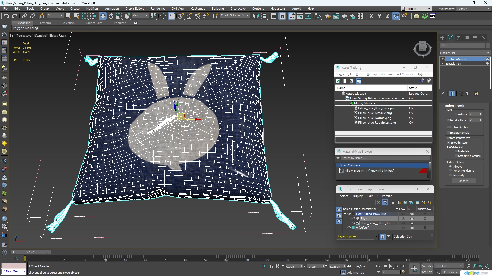 3D model Floor Sitting Pillow Blue