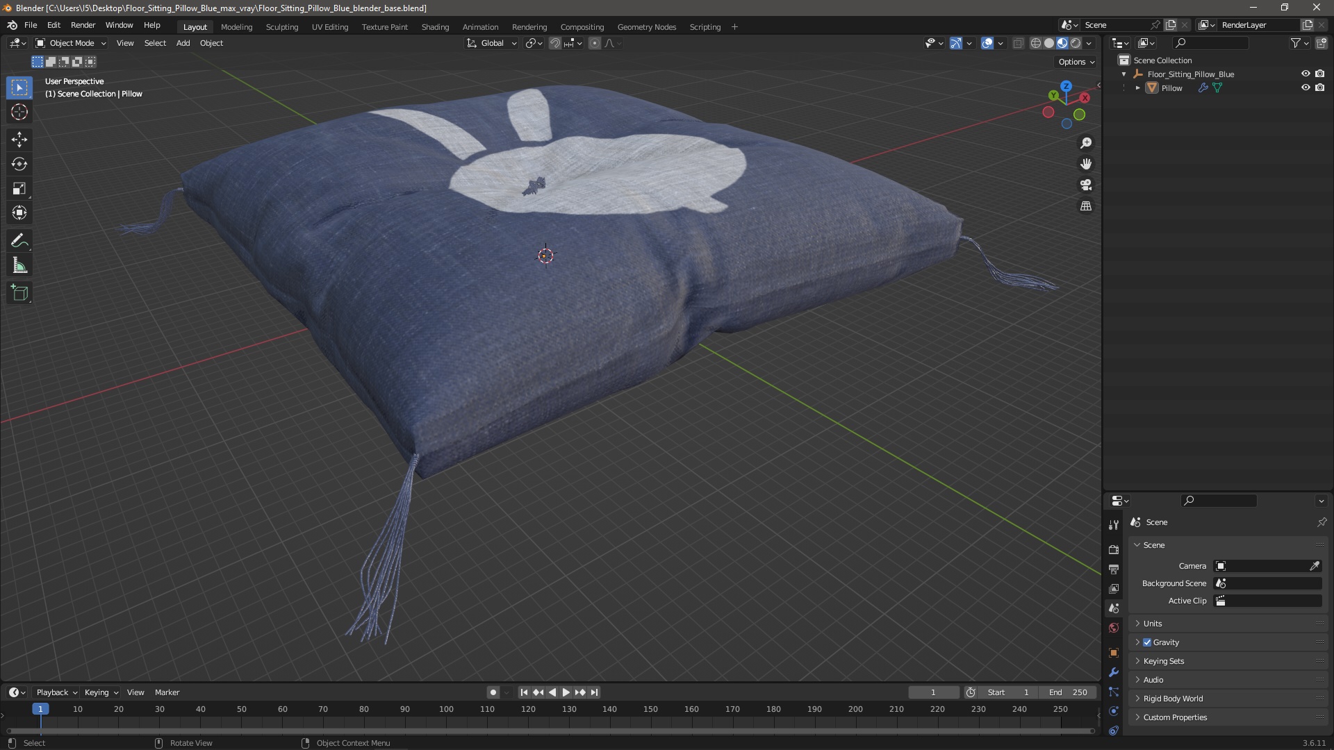 3D model Floor Sitting Pillow Blue