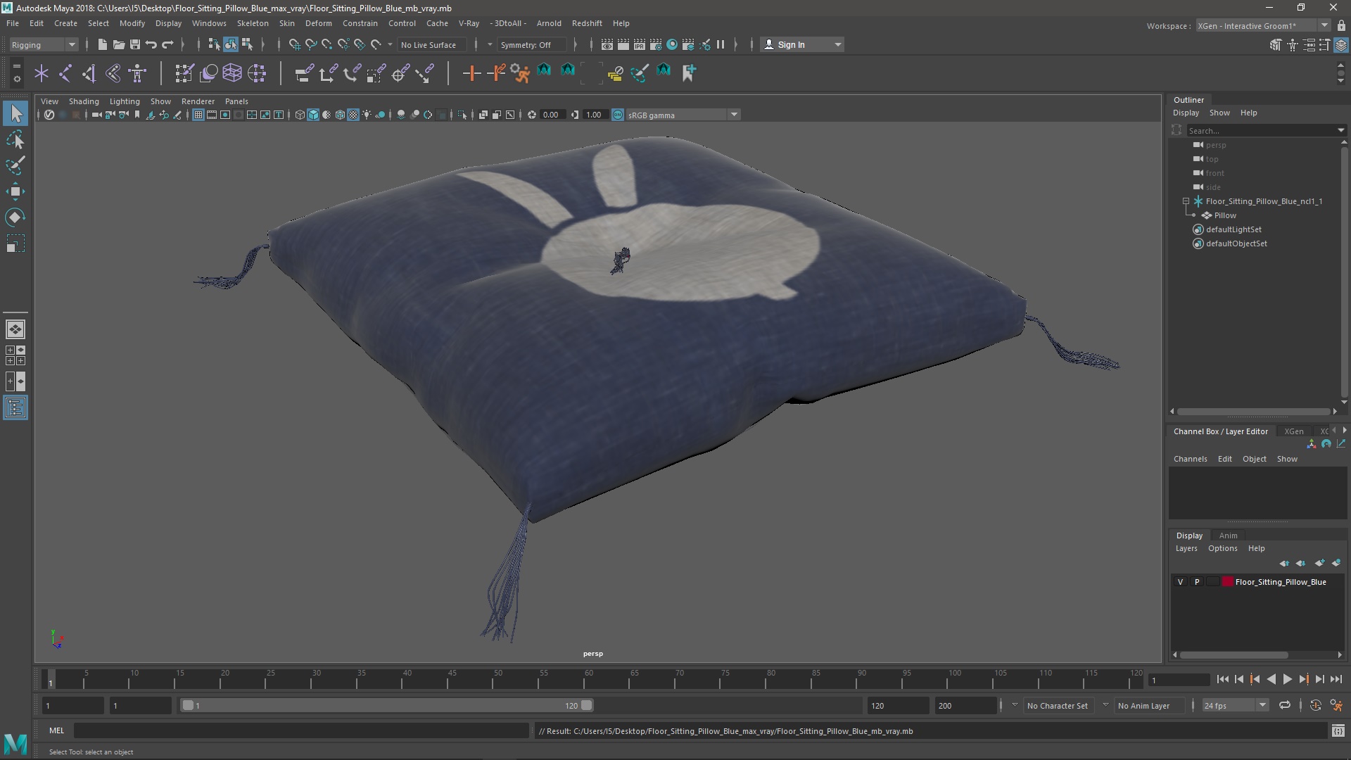 3D model Floor Sitting Pillow Blue
