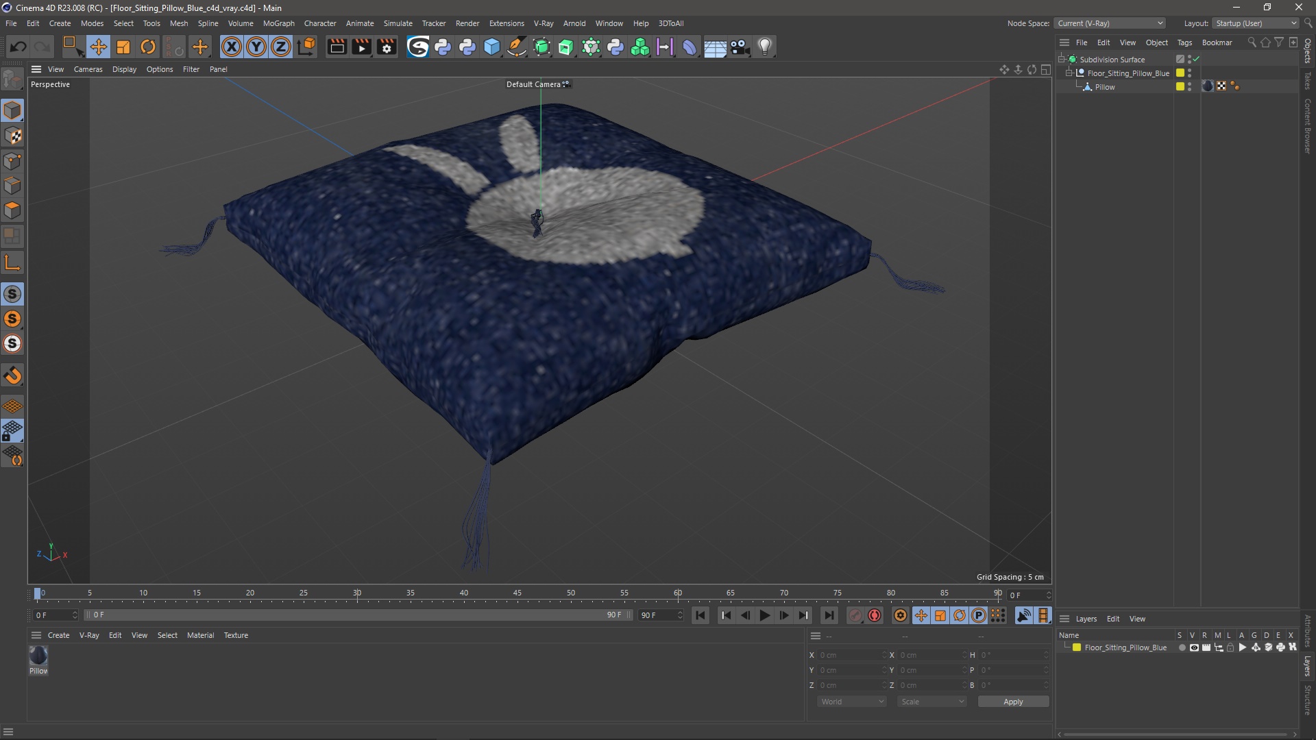 3D model Floor Sitting Pillow Blue