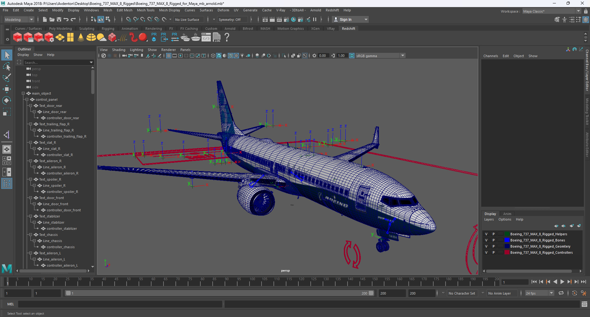 Boeing 737 MAX 8 Rigged for Maya 3D