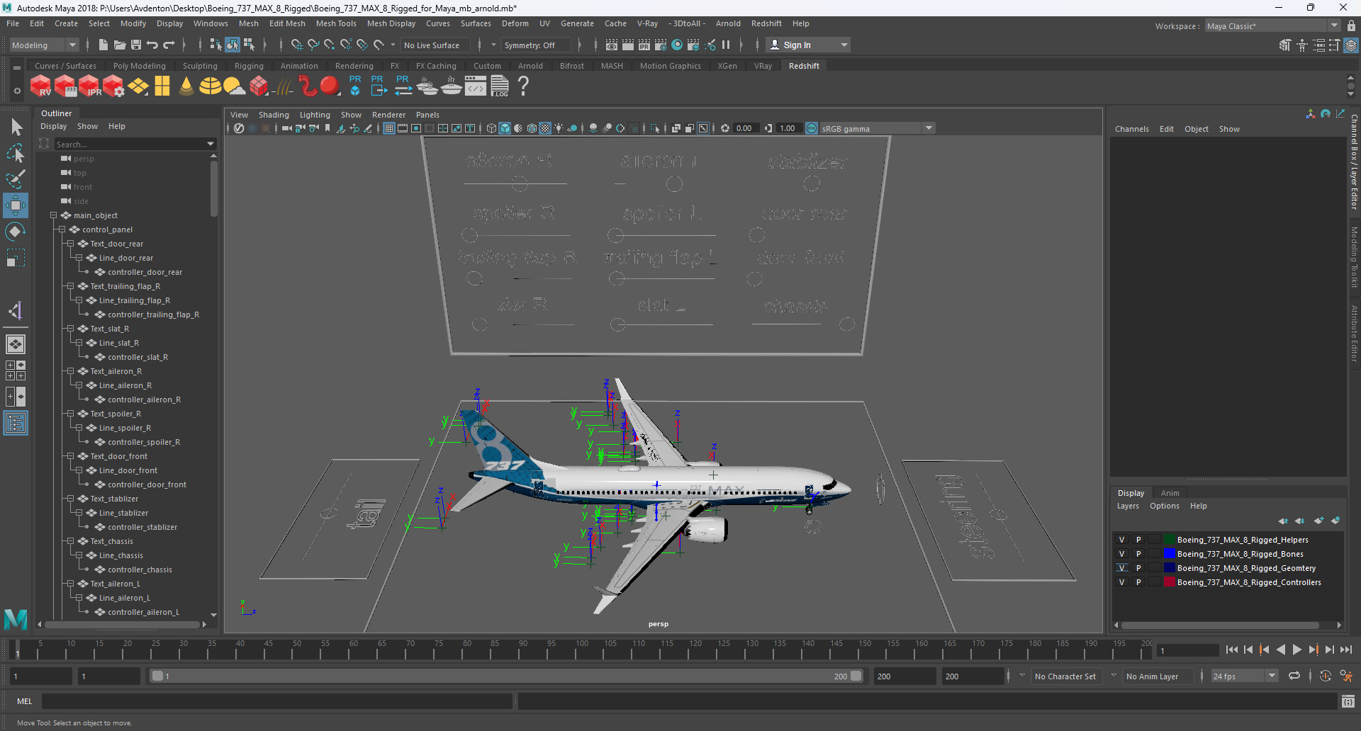 Boeing 737 MAX 8 Rigged for Maya 3D