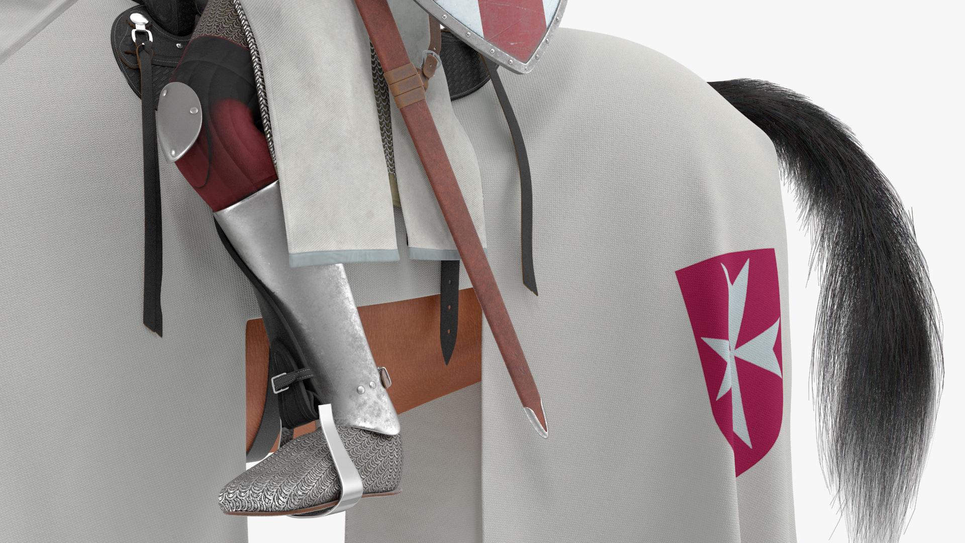 Crusader Horse Armor  with Knight Fur 3D