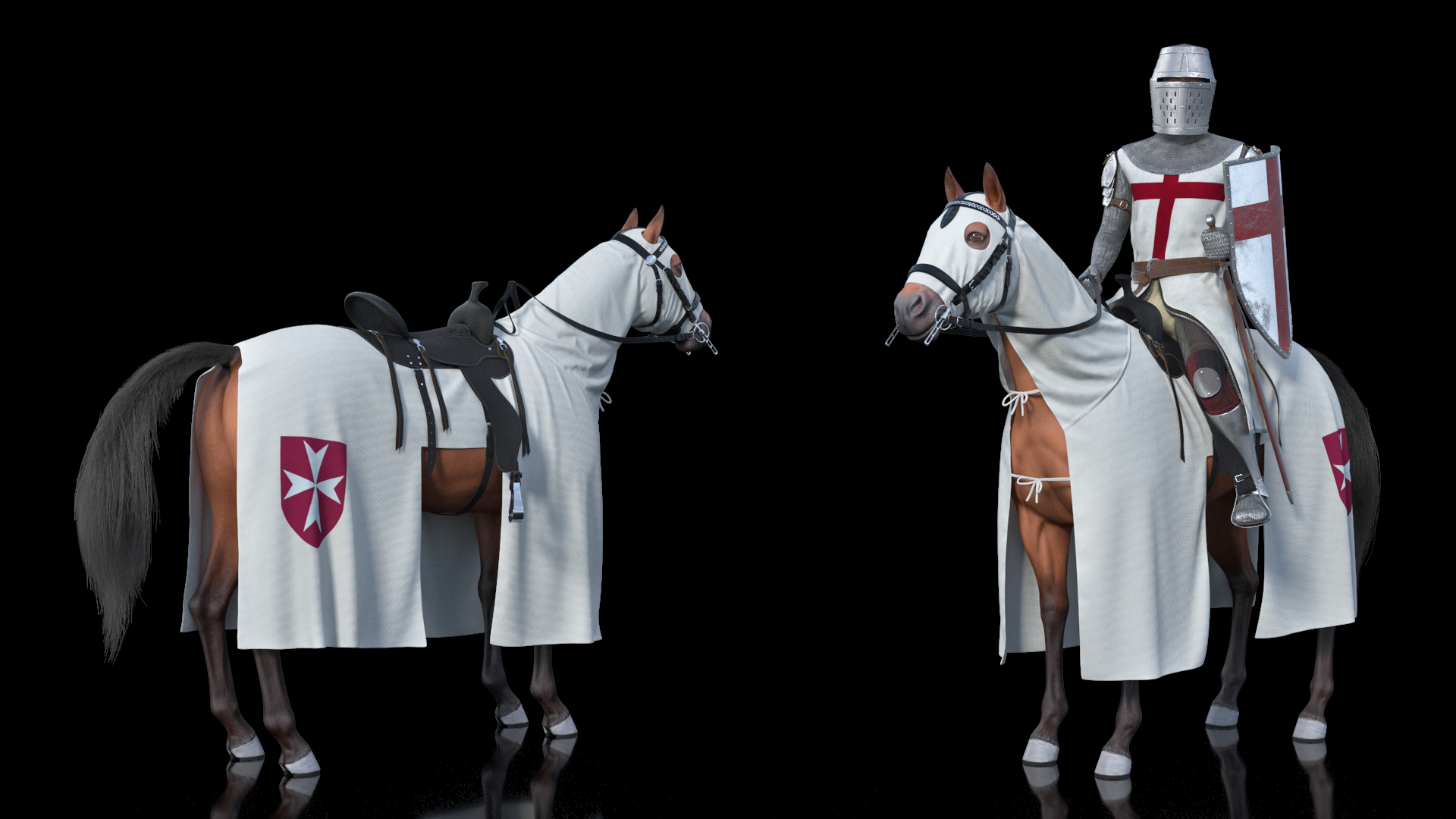 Crusader Horse Armor  with Knight Fur 3D