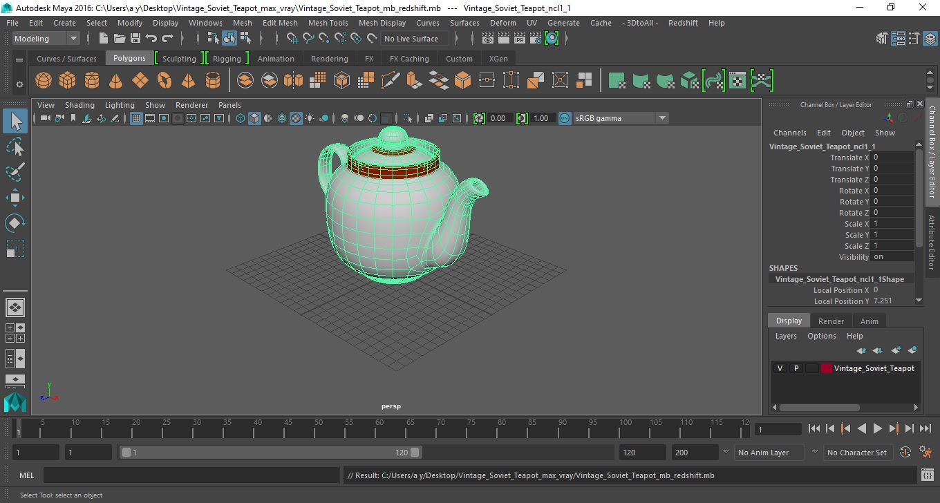 3D Vintage Soviet Teapot