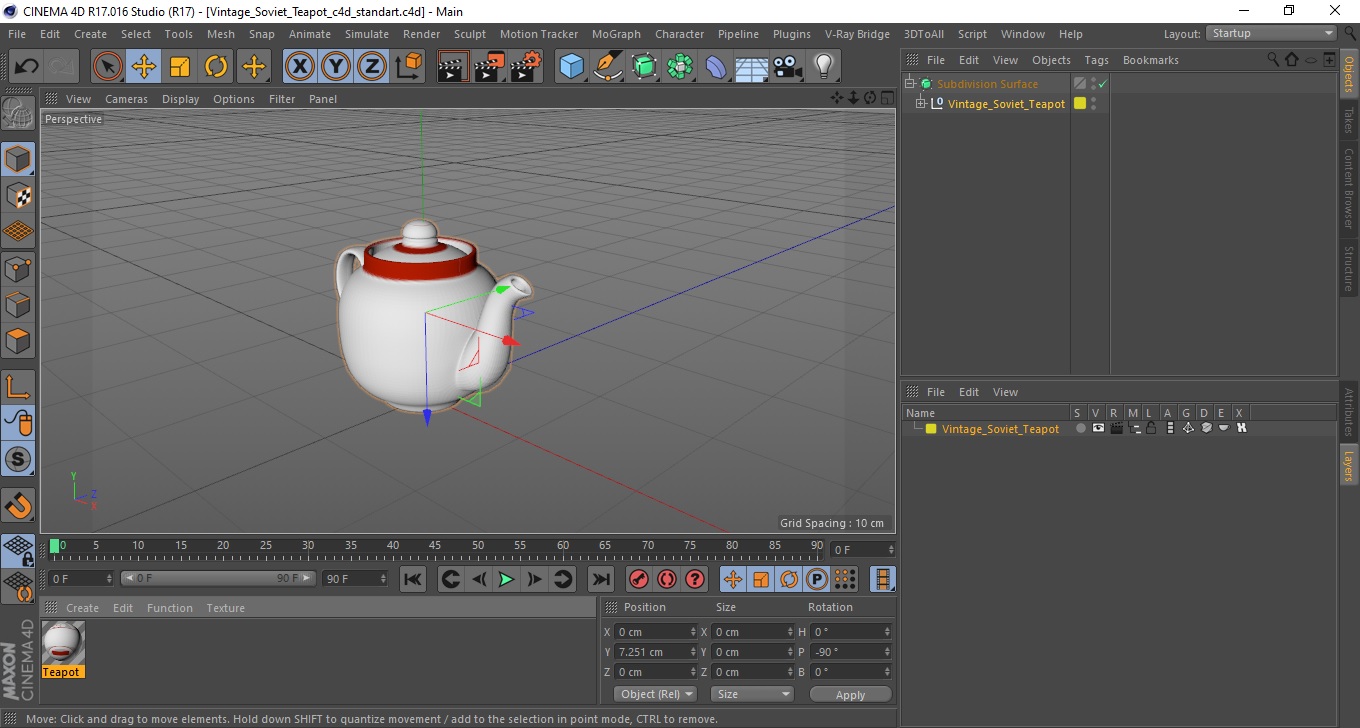 3D Vintage Soviet Teapot