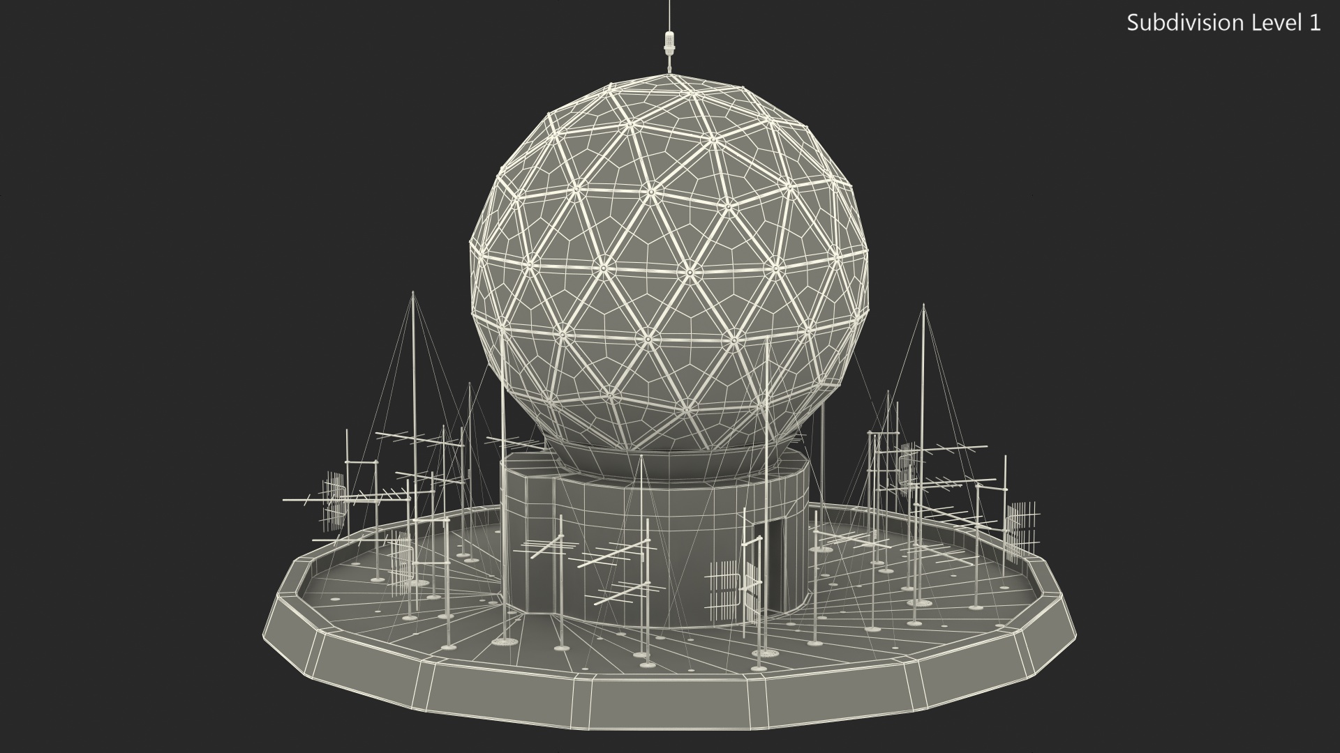 3D model Round Radar Tower Antenna