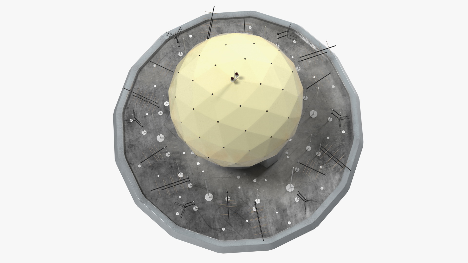 3D model Round Radar Tower Antenna
