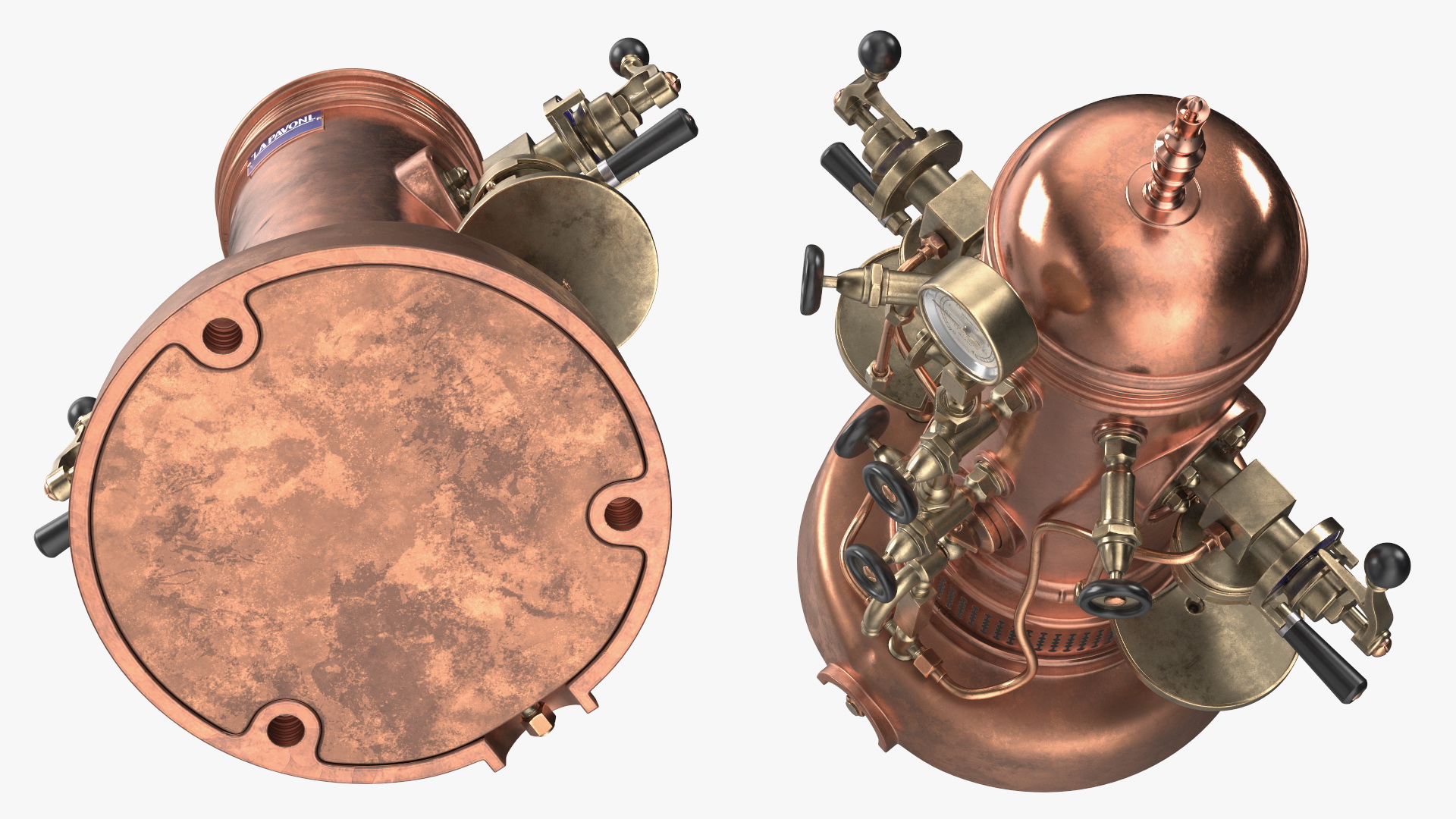 Vintage La Pavoni Espresso Machine and Coffee Grinder with Beans 3D model
