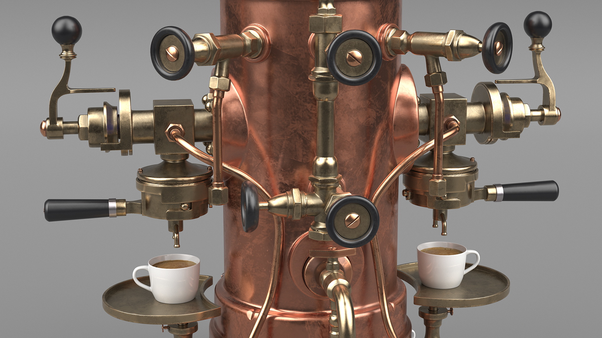Vintage La Pavoni Espresso Machine and Coffee Grinder with Beans 3D model