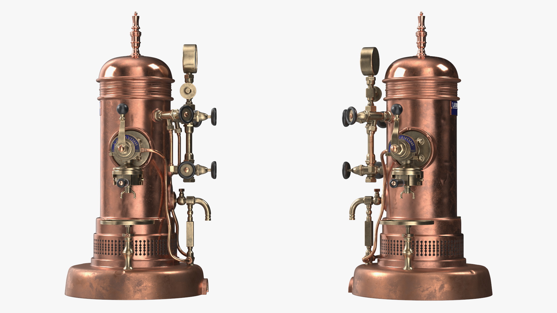 Vintage La Pavoni Espresso Machine and Coffee Grinder with Beans 3D model