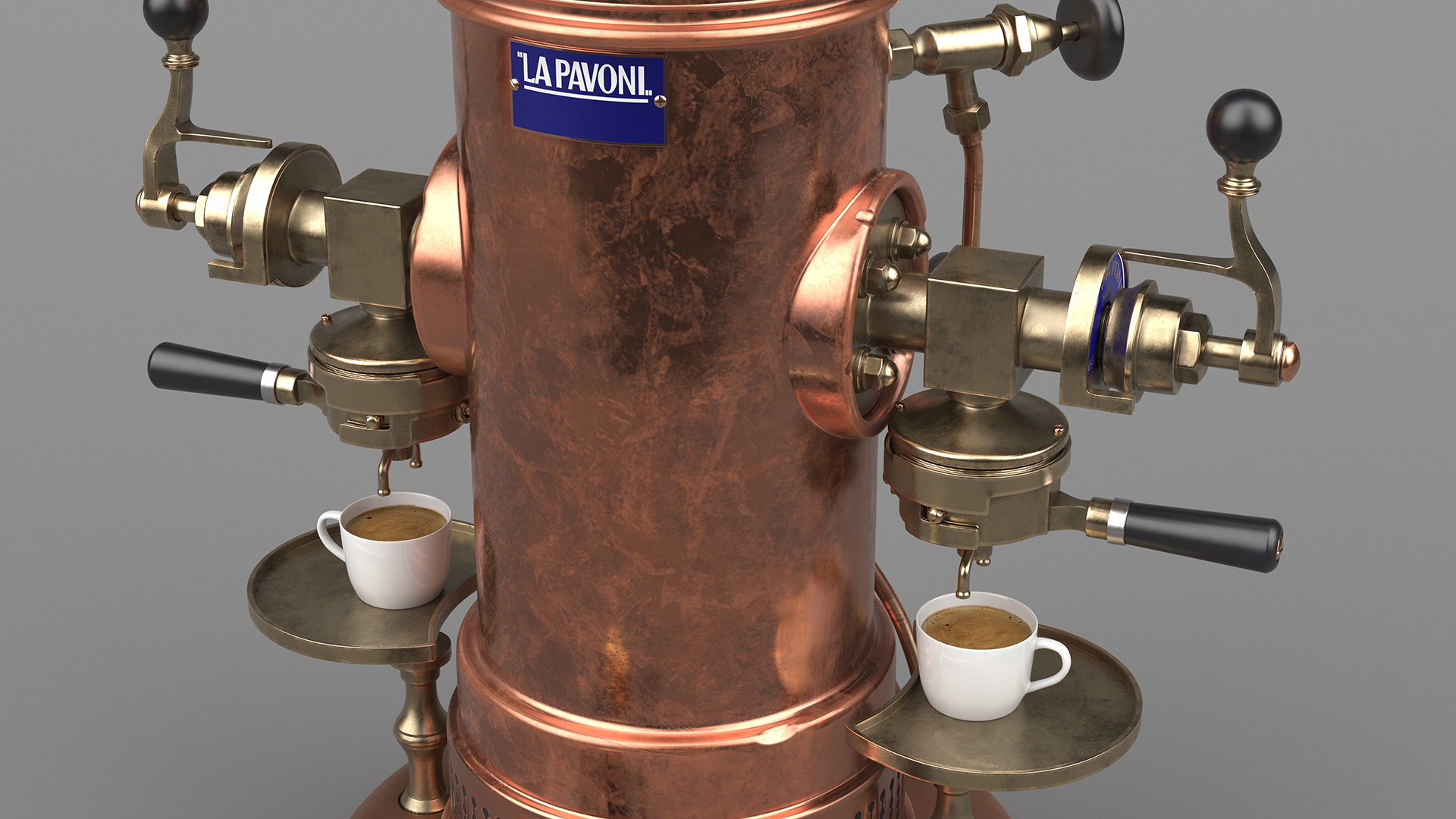 Vintage La Pavoni Espresso Machine and Coffee Grinder with Beans 3D model