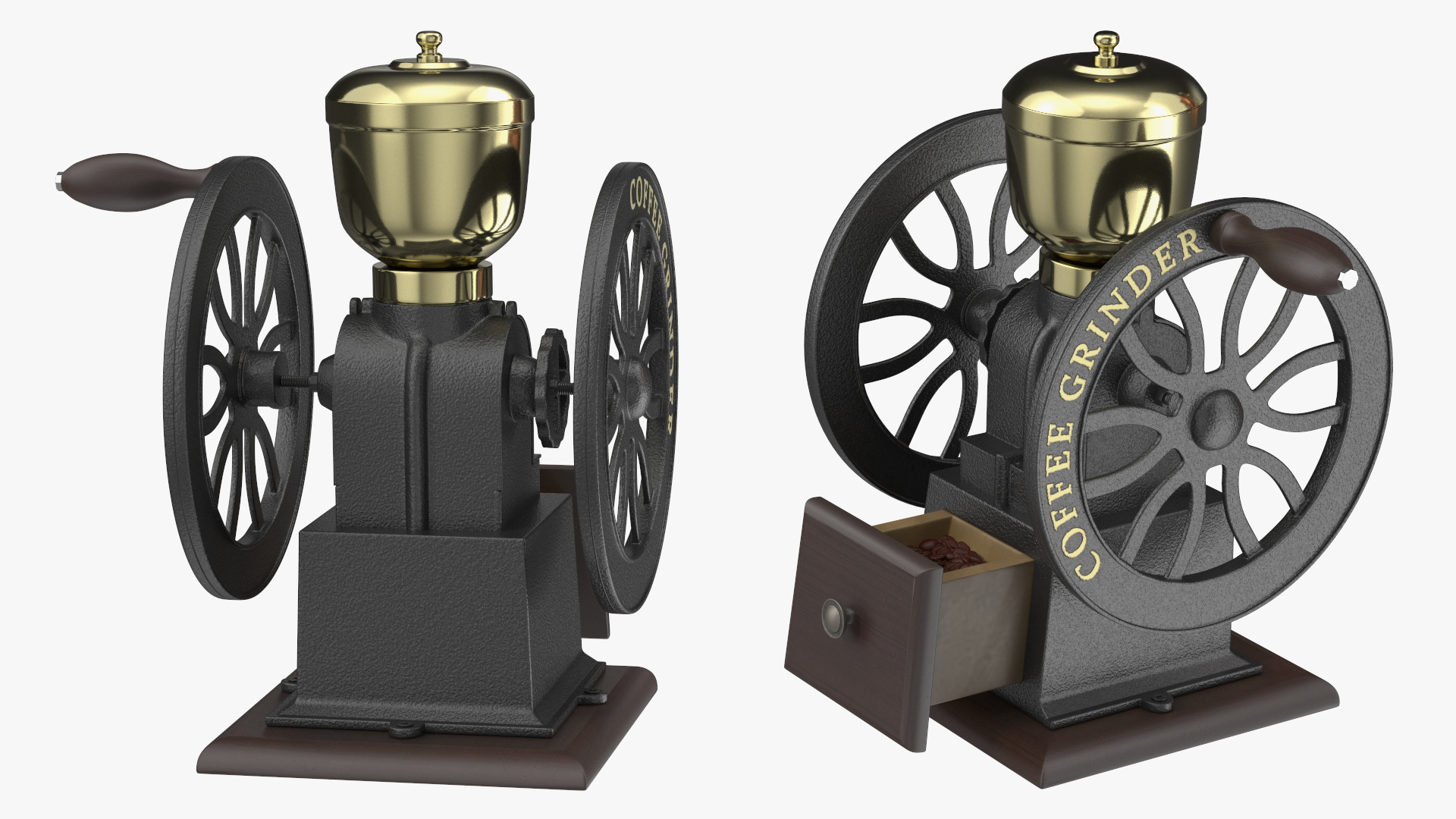 Vintage La Pavoni Espresso Machine and Coffee Grinder with Beans 3D model