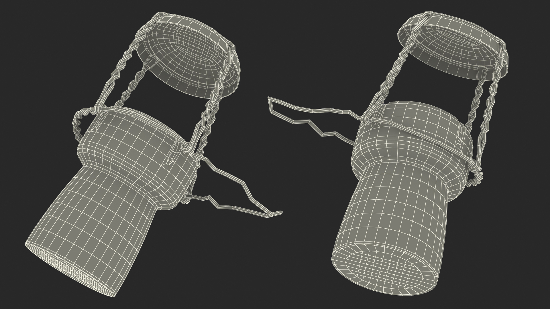3D model Champagne Bottle Cork Lying Yellow Metal Wire