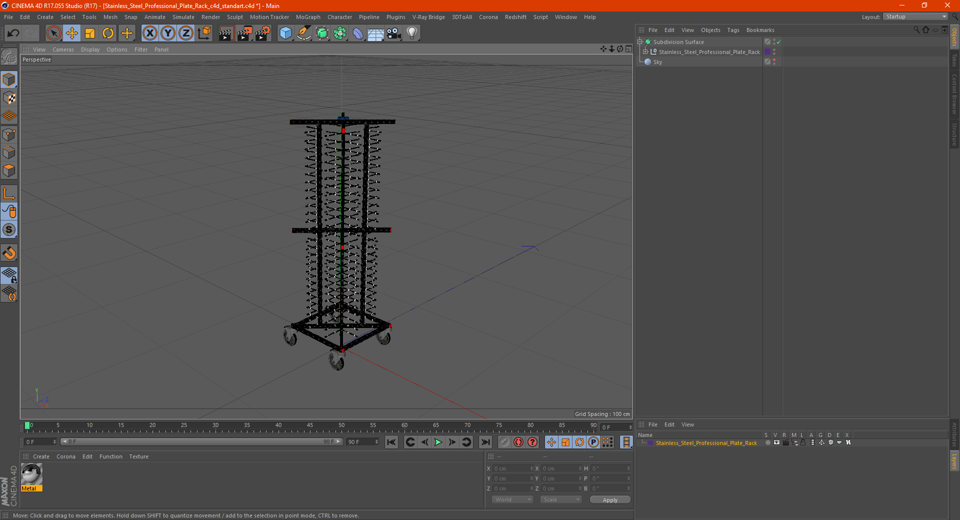 Stainless Steel Professional Plate Rack 3D model