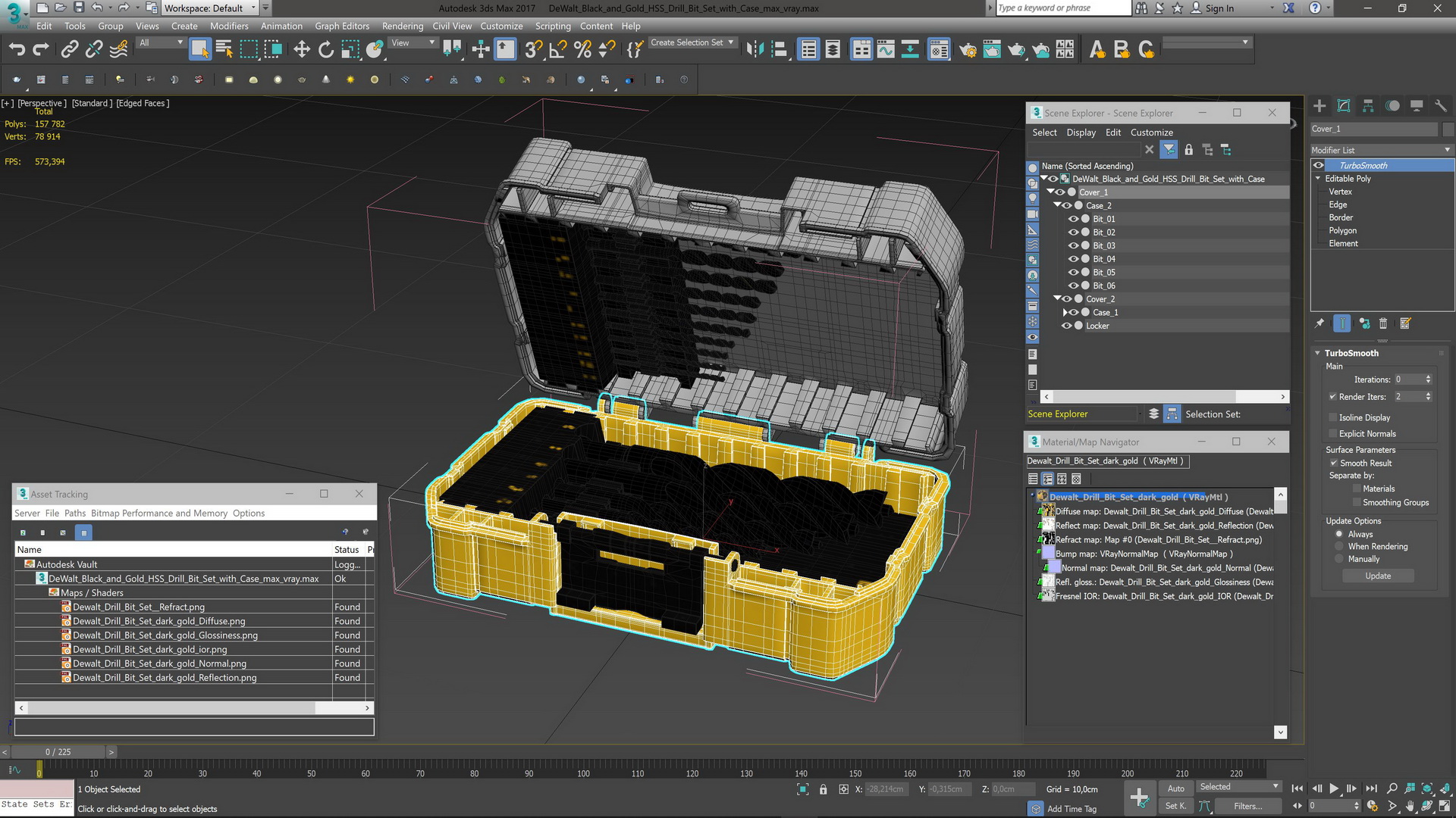 DeWalt Black and Gold HSS Drill Bit Set with Case 3D model