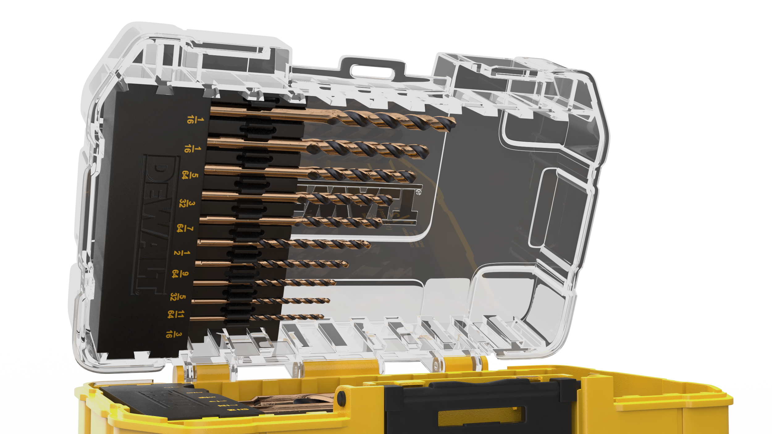 DeWalt Black and Gold HSS Drill Bit Set with Case 3D model