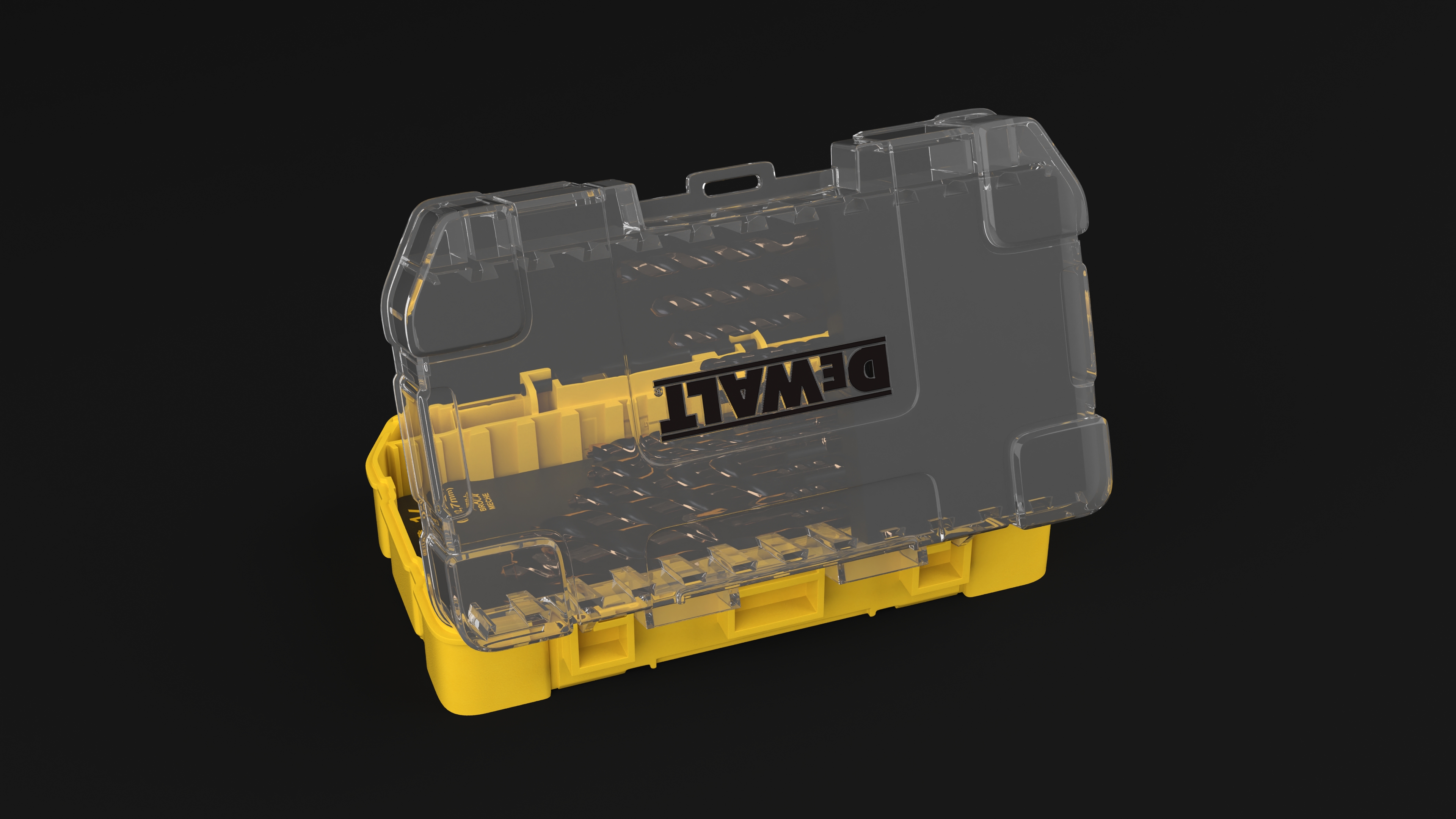 DeWalt Black and Gold HSS Drill Bit Set with Case 3D model