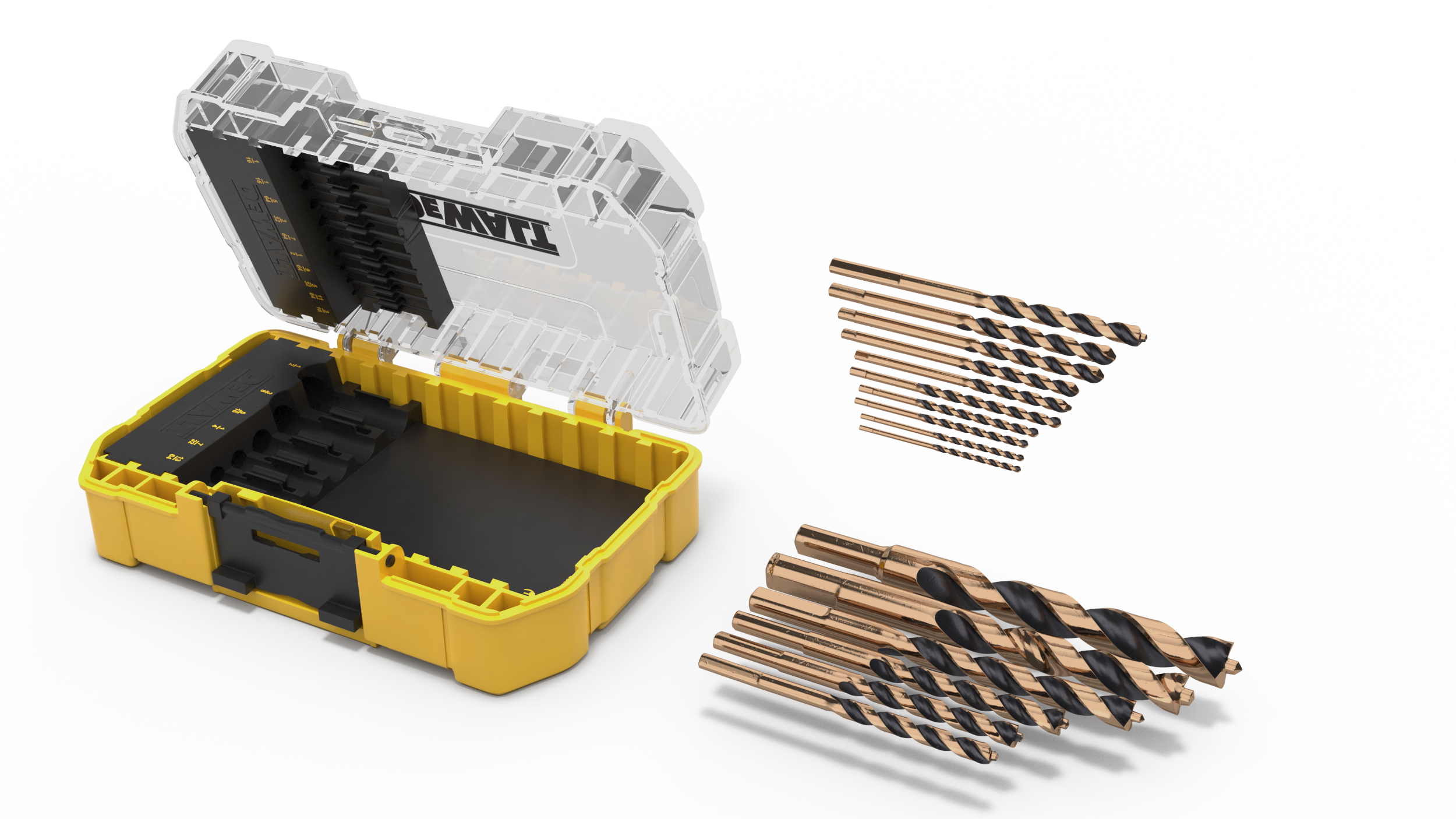 DeWalt Black and Gold HSS Drill Bit Set with Case 3D model