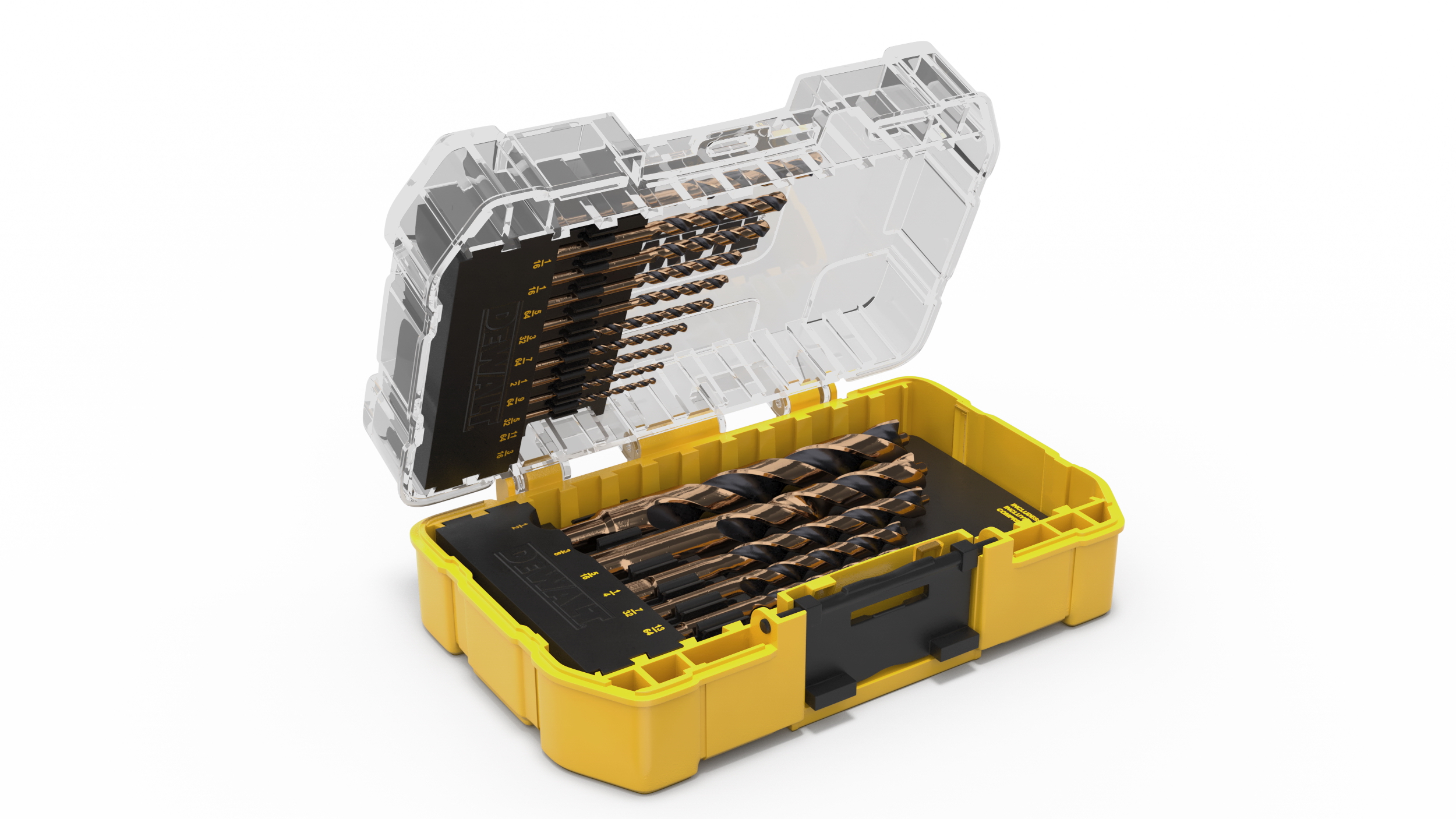 DeWalt Black and Gold HSS Drill Bit Set with Case 3D model