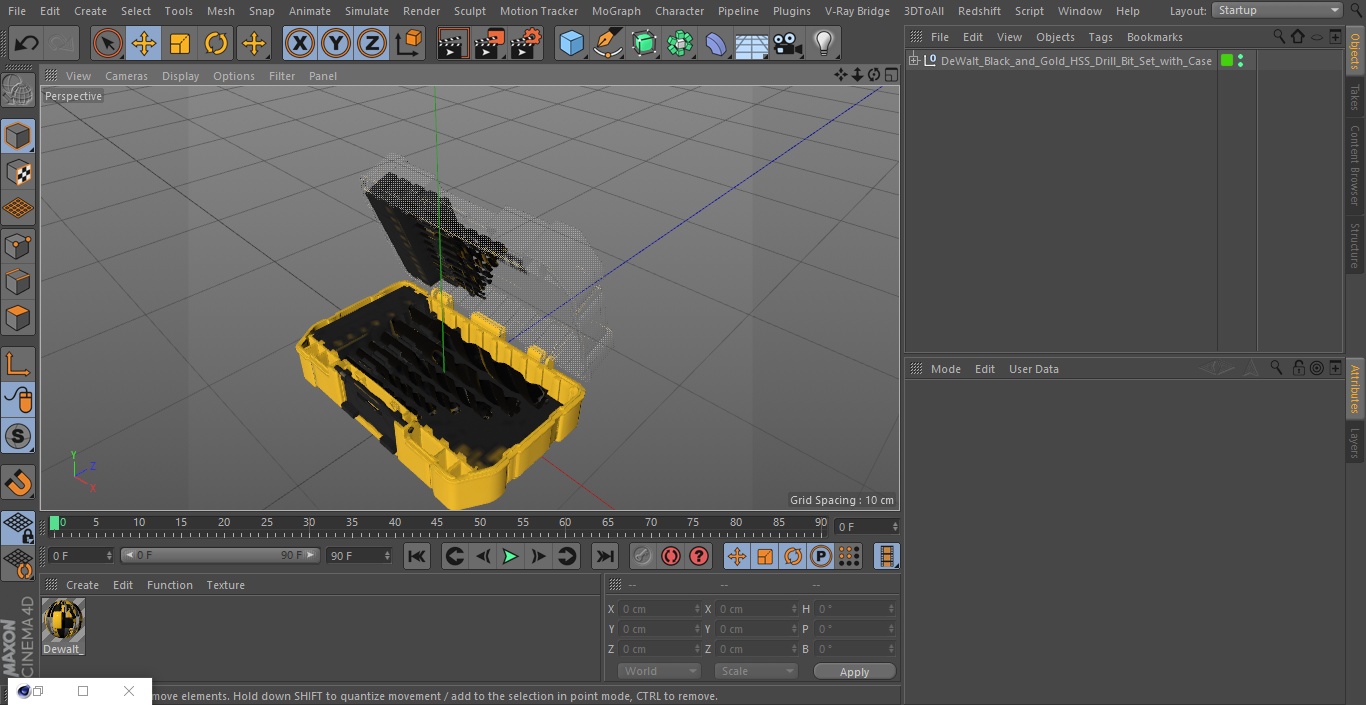 DeWalt Black and Gold HSS Drill Bit Set with Case 3D model