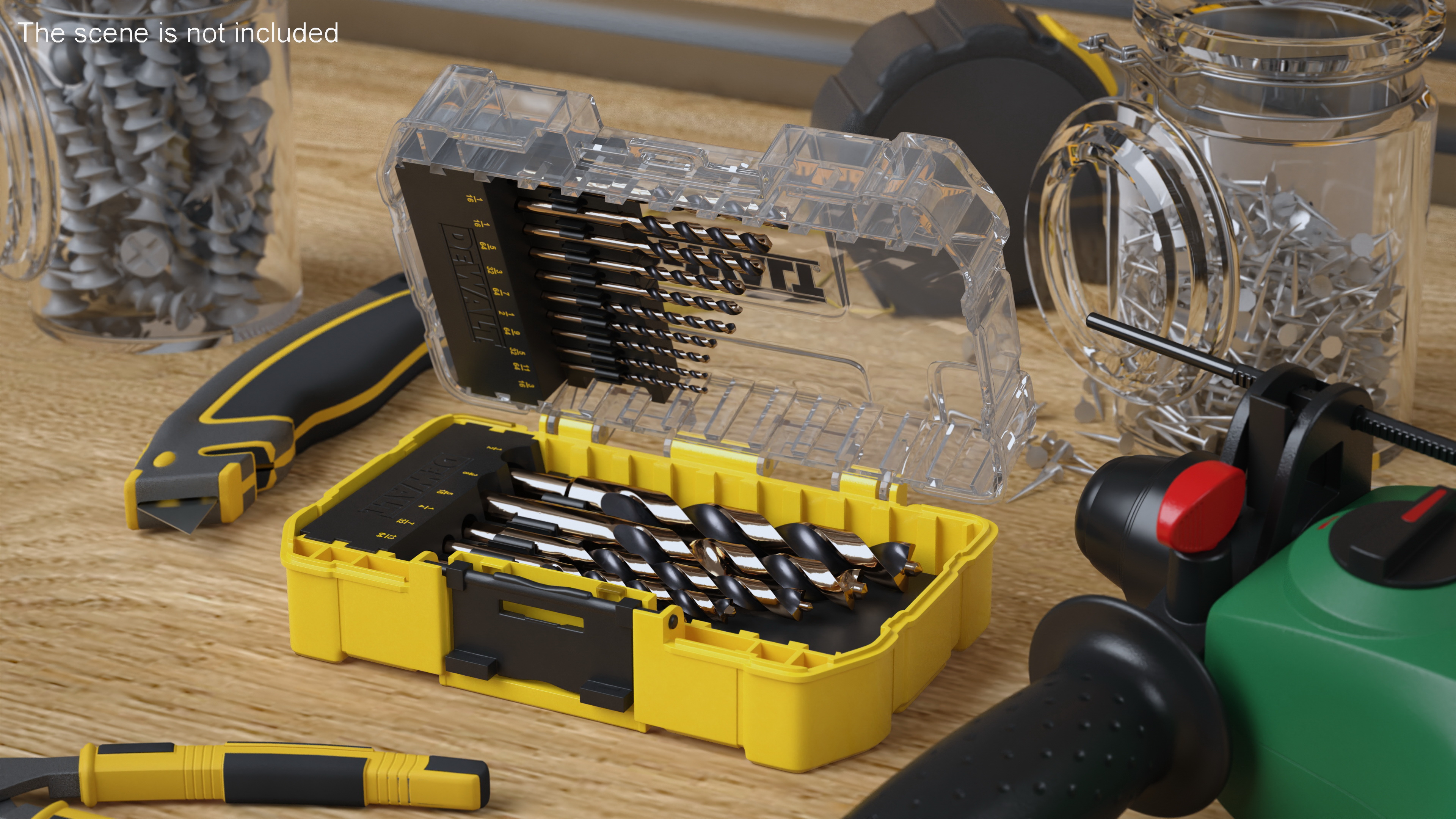 DeWalt Black and Gold HSS Drill Bit Set with Case 3D model
